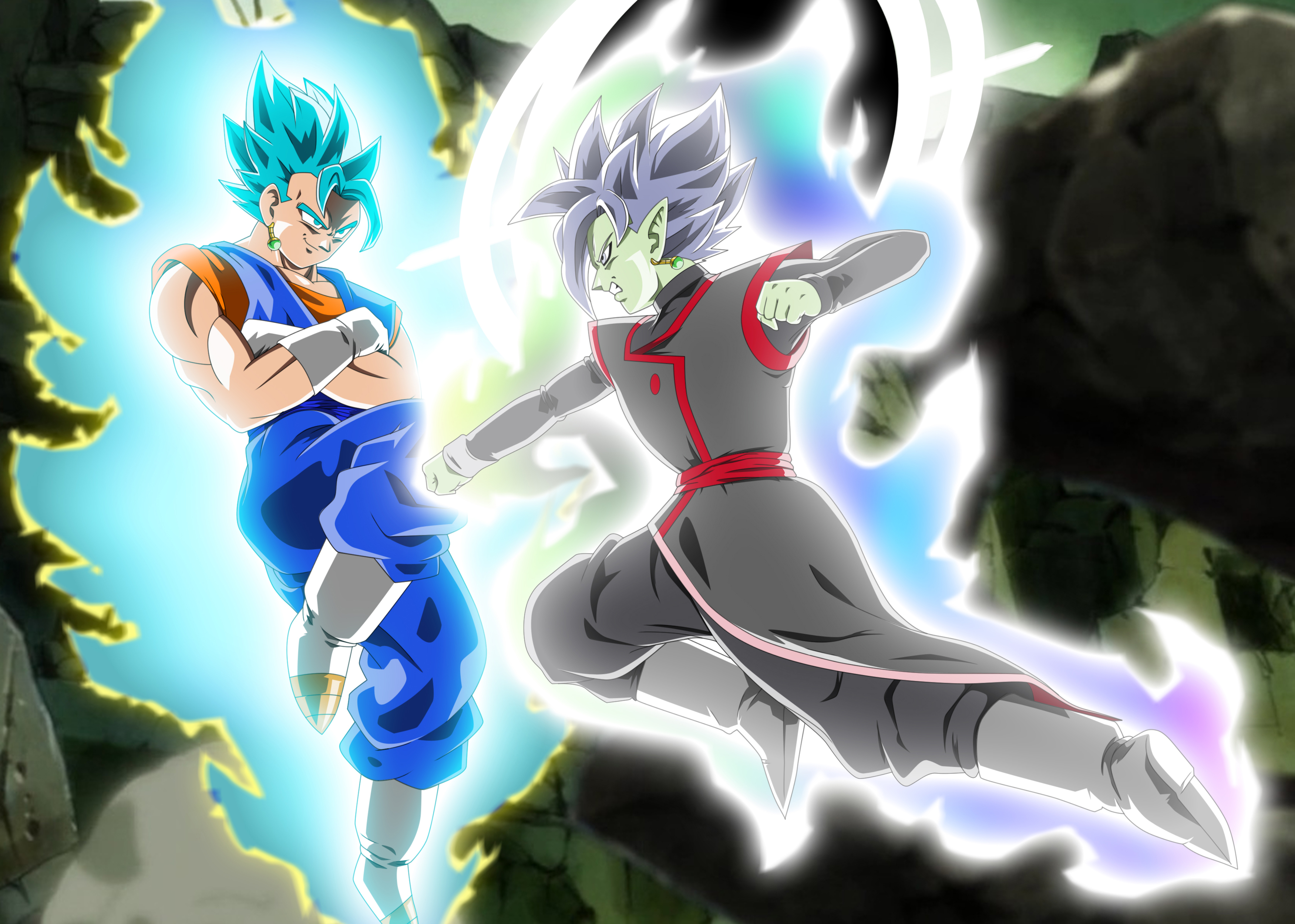 Epic Clash SSGSS Vegito vs Zamasu HD Wallpaper by Andrés Herrera