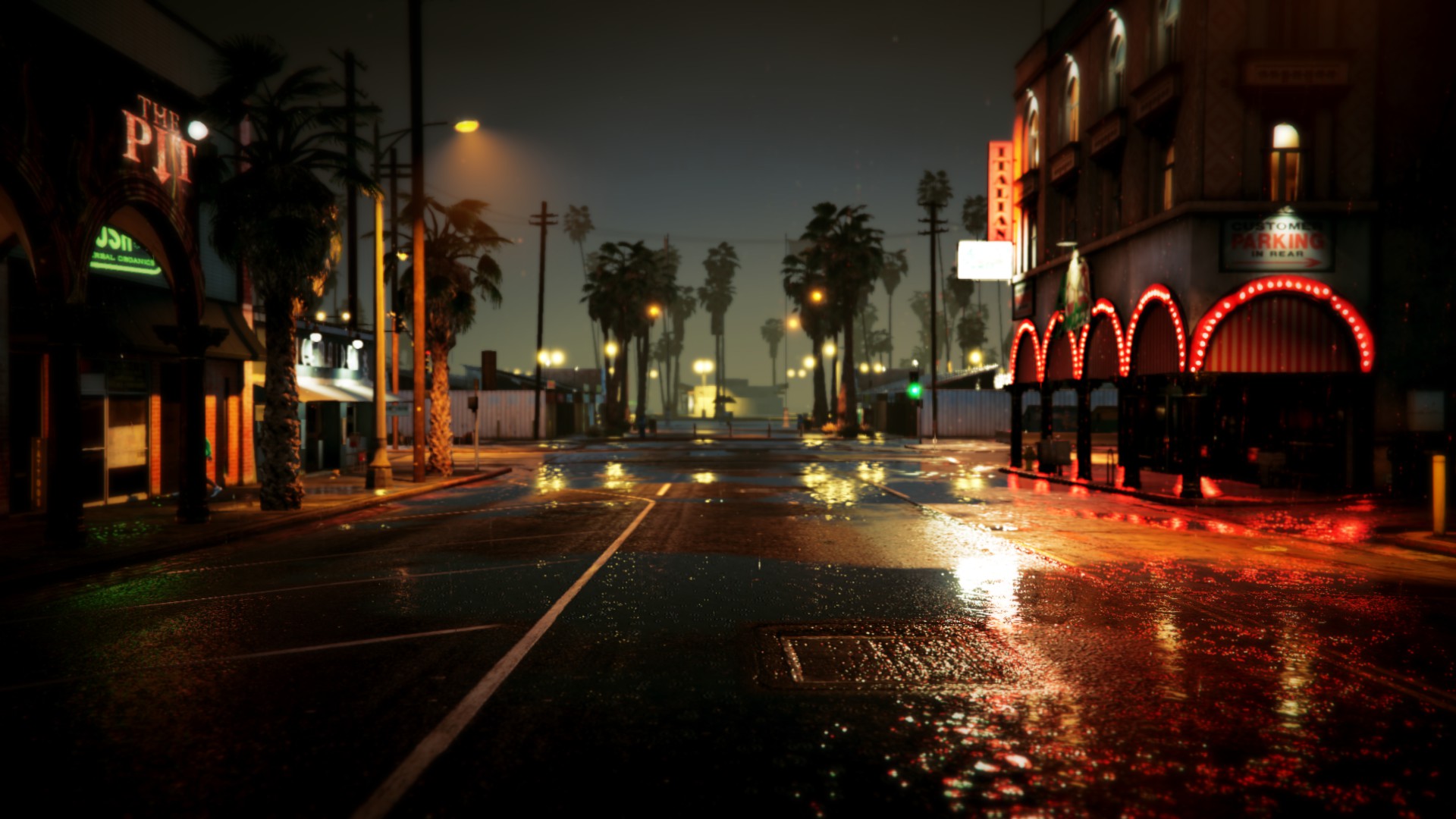 Download Night Light Road City Video Game Grand Theft Auto V HD Wallpaper