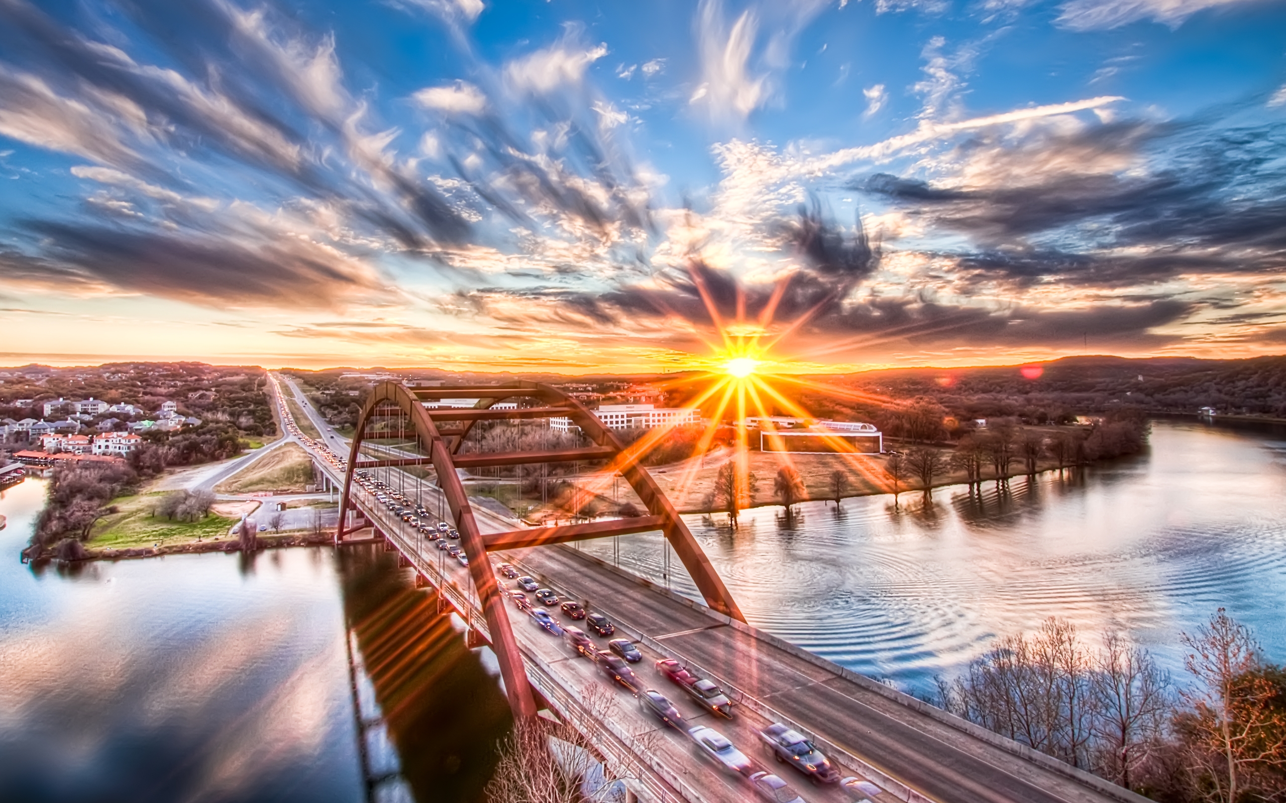 Surreal Sunset Journey A Stunning HD Wallpaper