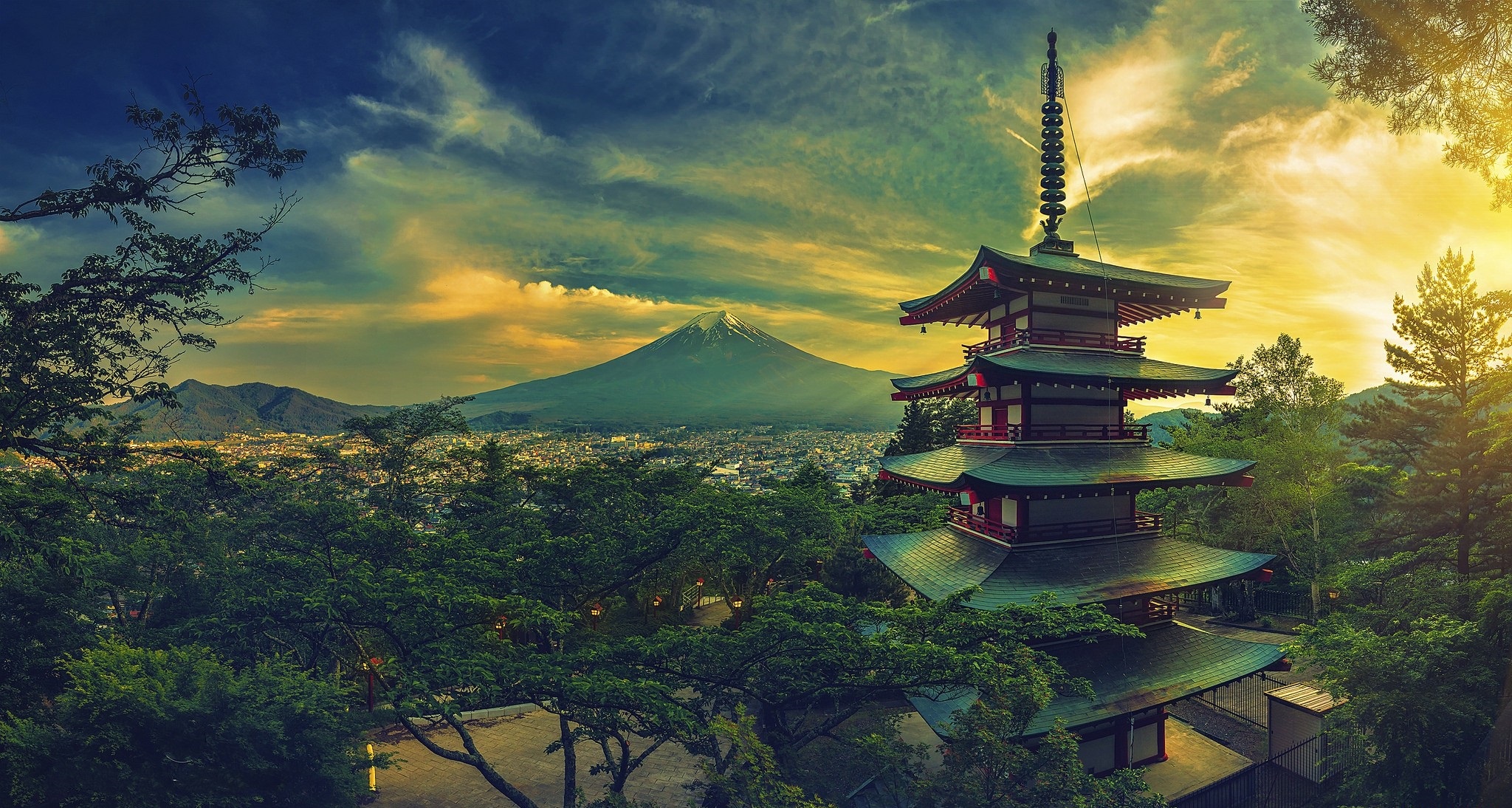 Download Mount Fuji Religious Pagoda HD Wallpaper