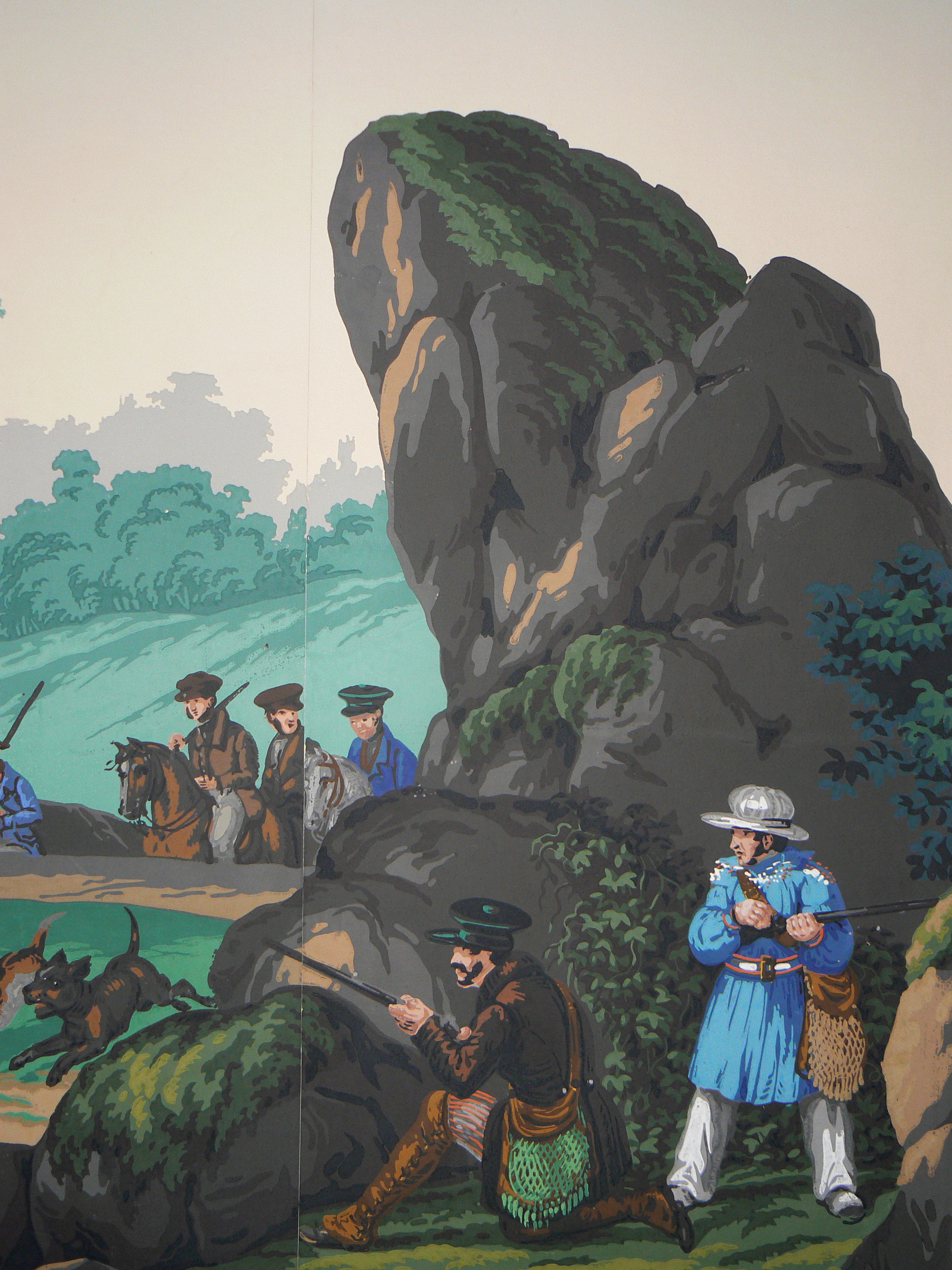 Boars Hunt Wallpaper from Zuber (Paris) Wallpaper Company, designed in 1815 Pics4Learning
