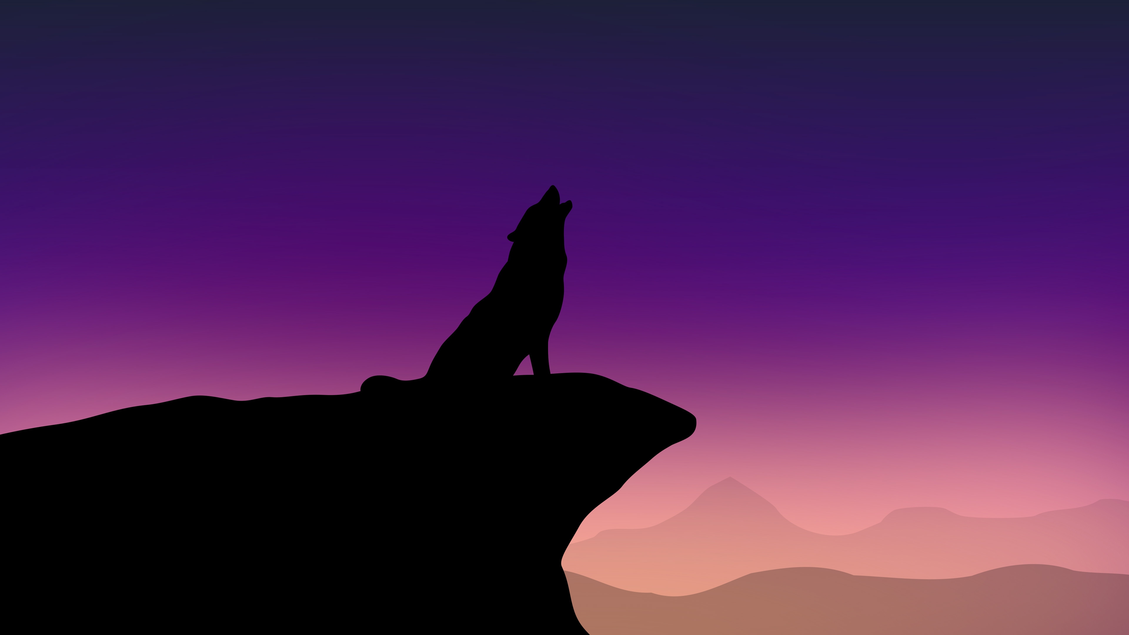 Download Sky Night Silhouette Animal Wolf 4k Ultra HD Wallpaper