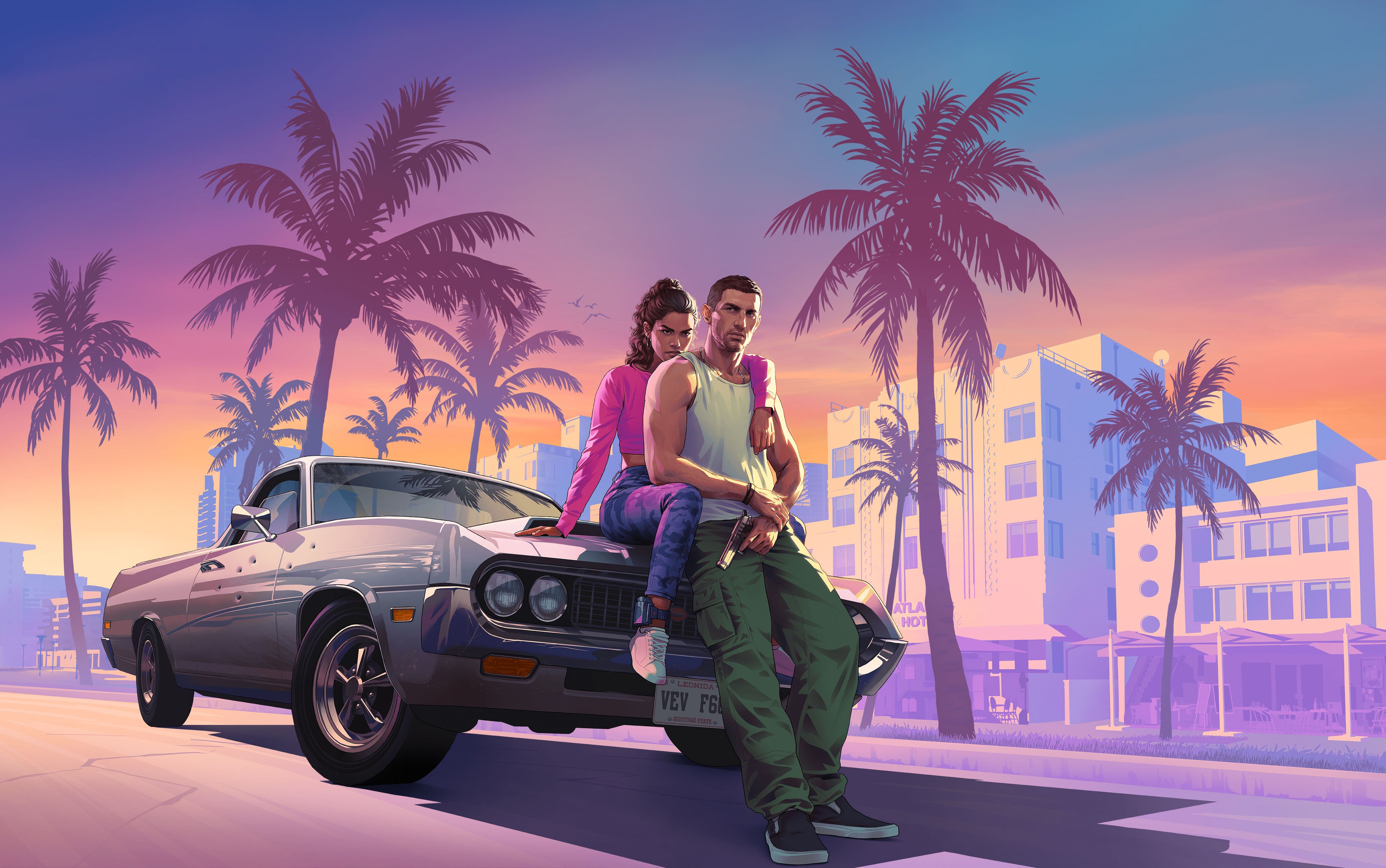 Download Car People Criminal Street Sunset Video Game Rockstar Games 4k