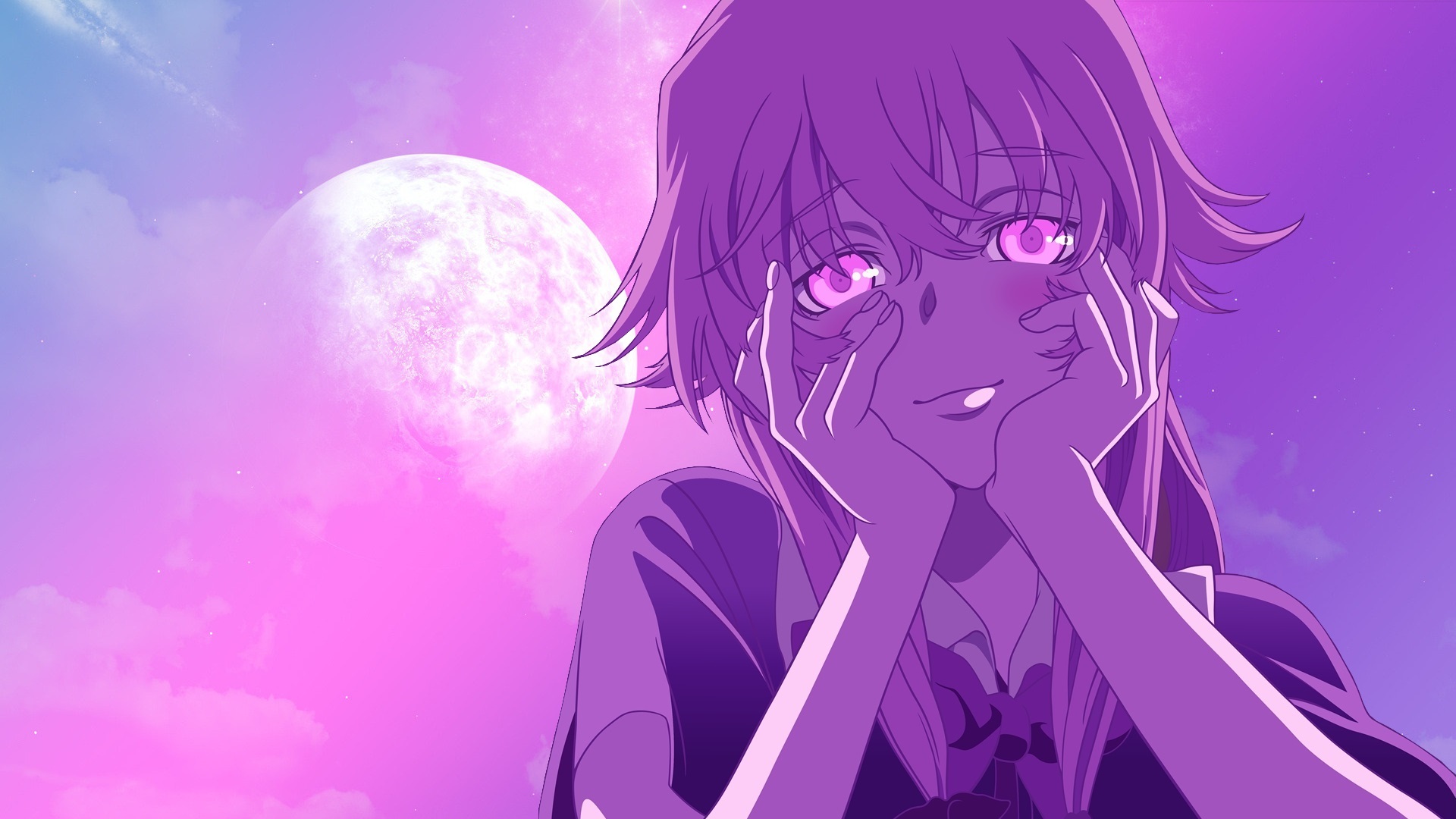 Yuno Gasai Moonlight Magic HD Anime Wallpaper