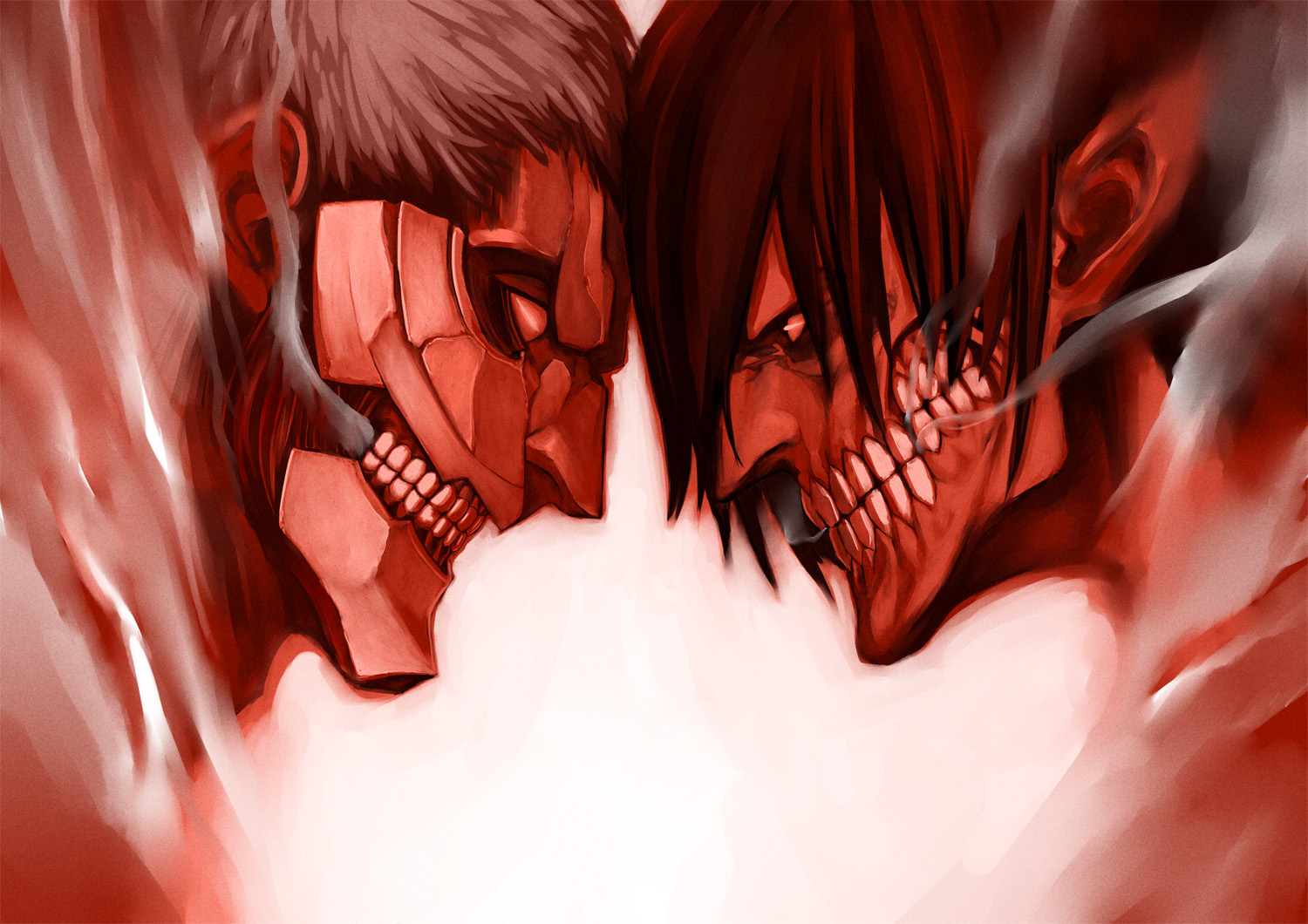 Armored Titan vs. Eren Yeager HD Wallpaper by yunojisan