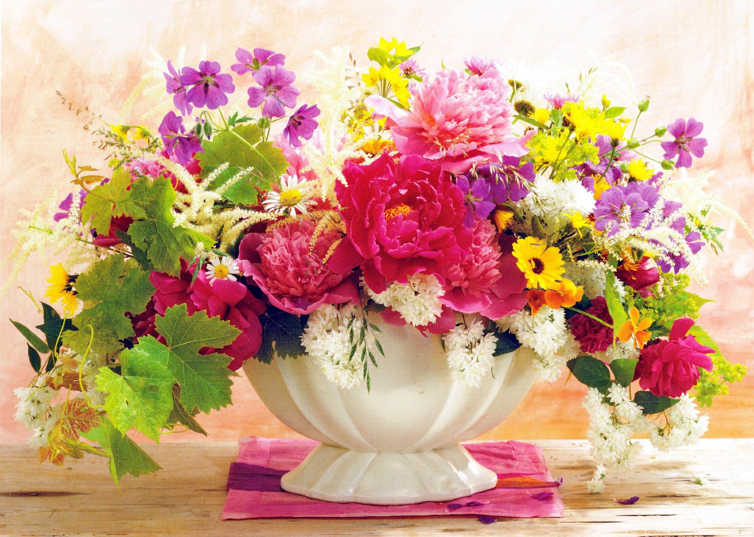 Download Pink Flower Colorful Vase Man Made Flower Wallpaper