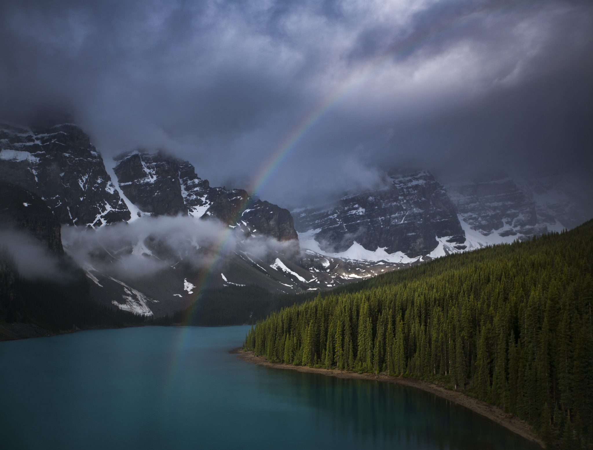 Download Cloud Mountain Rainbow Forest Canada Nature Lake Moraine Lake