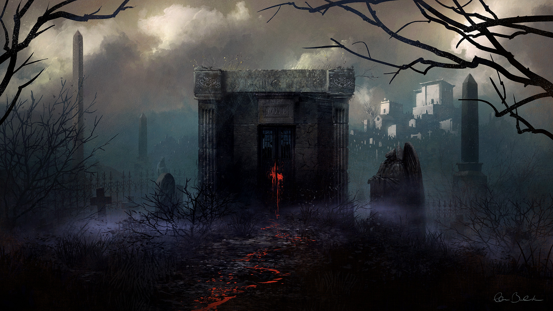 Graveyard At Night Wallpaper
