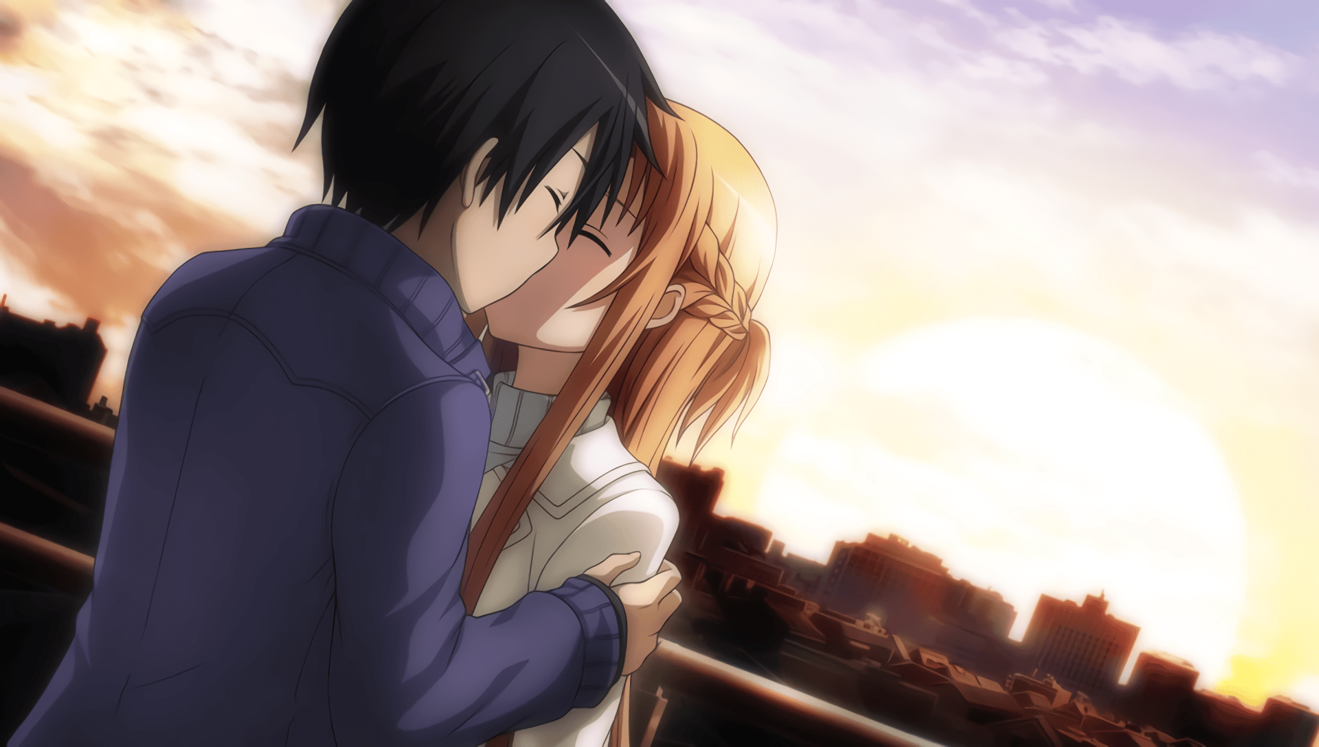 Sword Art Online Kirito And Asuna Kiss Wallpaper