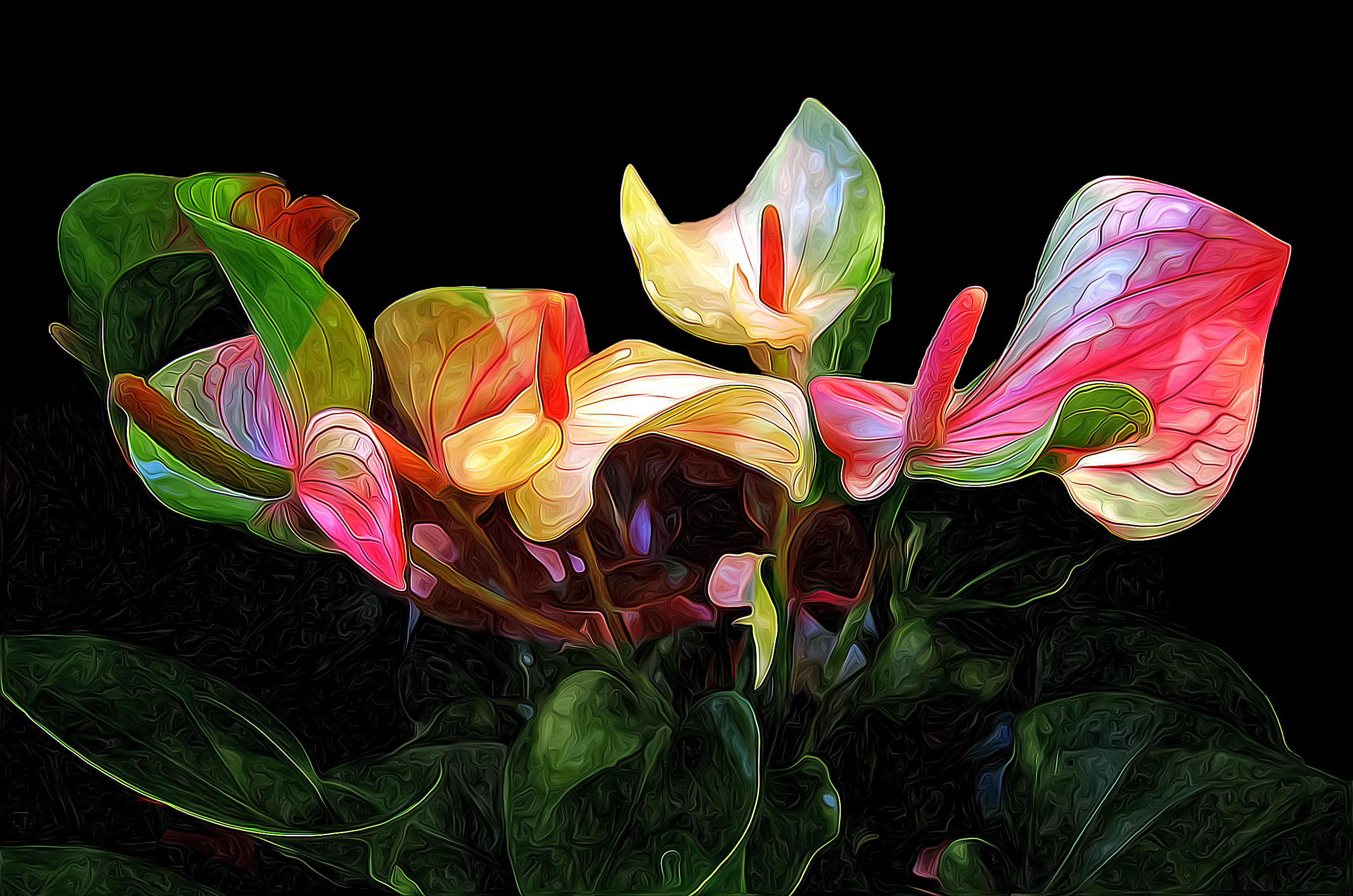 Download Oil Painting Leaf Calla Lily Flower Artistic Painting HD Wallpaper