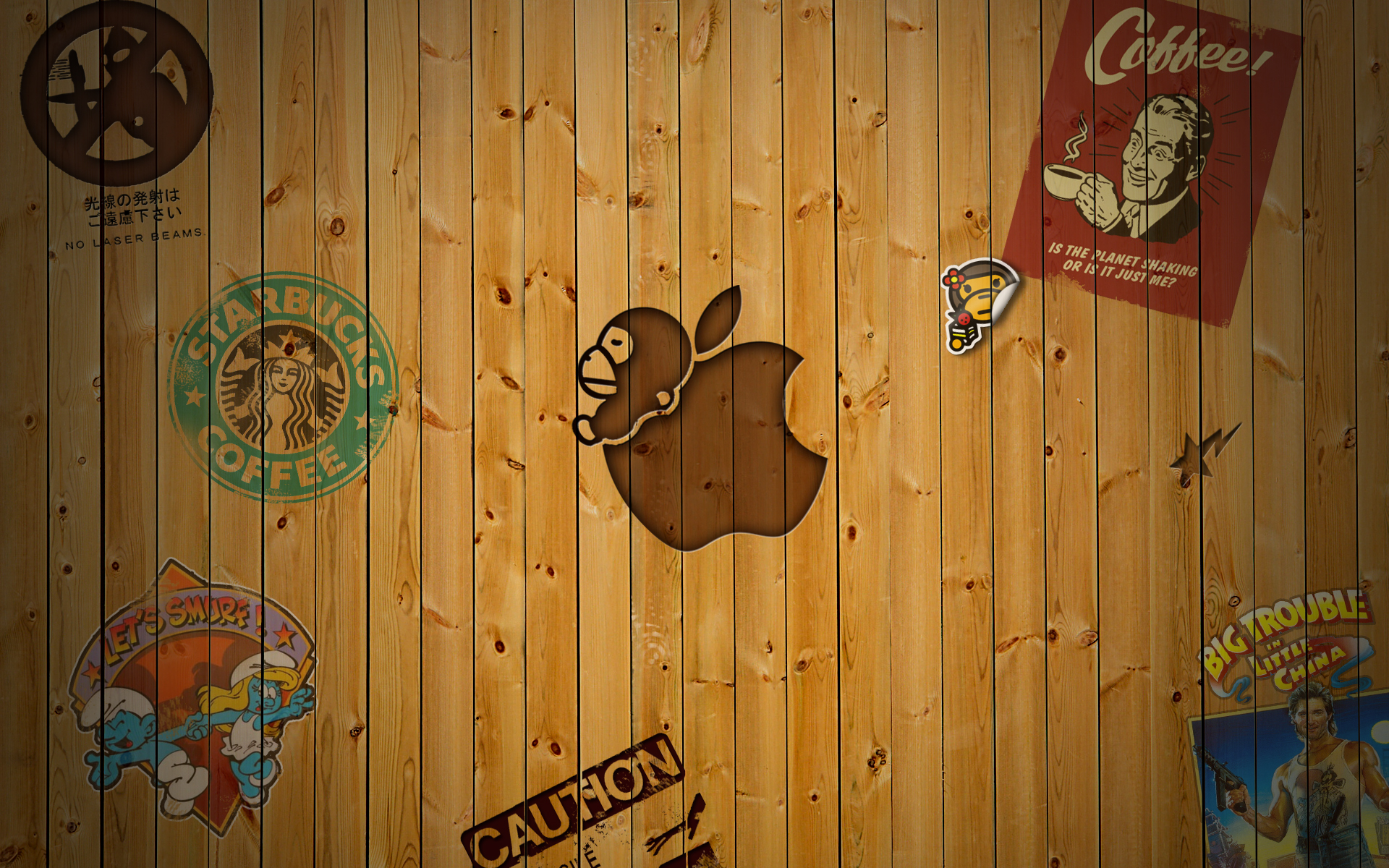 Wooden Apple Tech HD Wallpaper