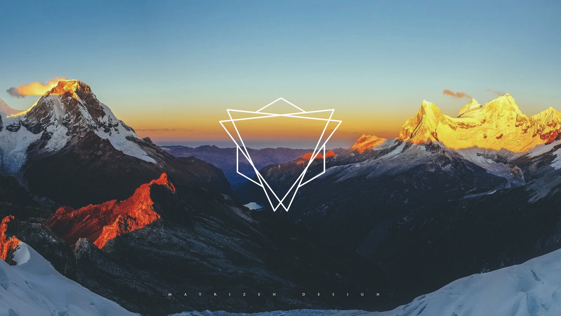 Download Geometry Snow Sunrise Dawn Mountain Artistic Polyscape HD