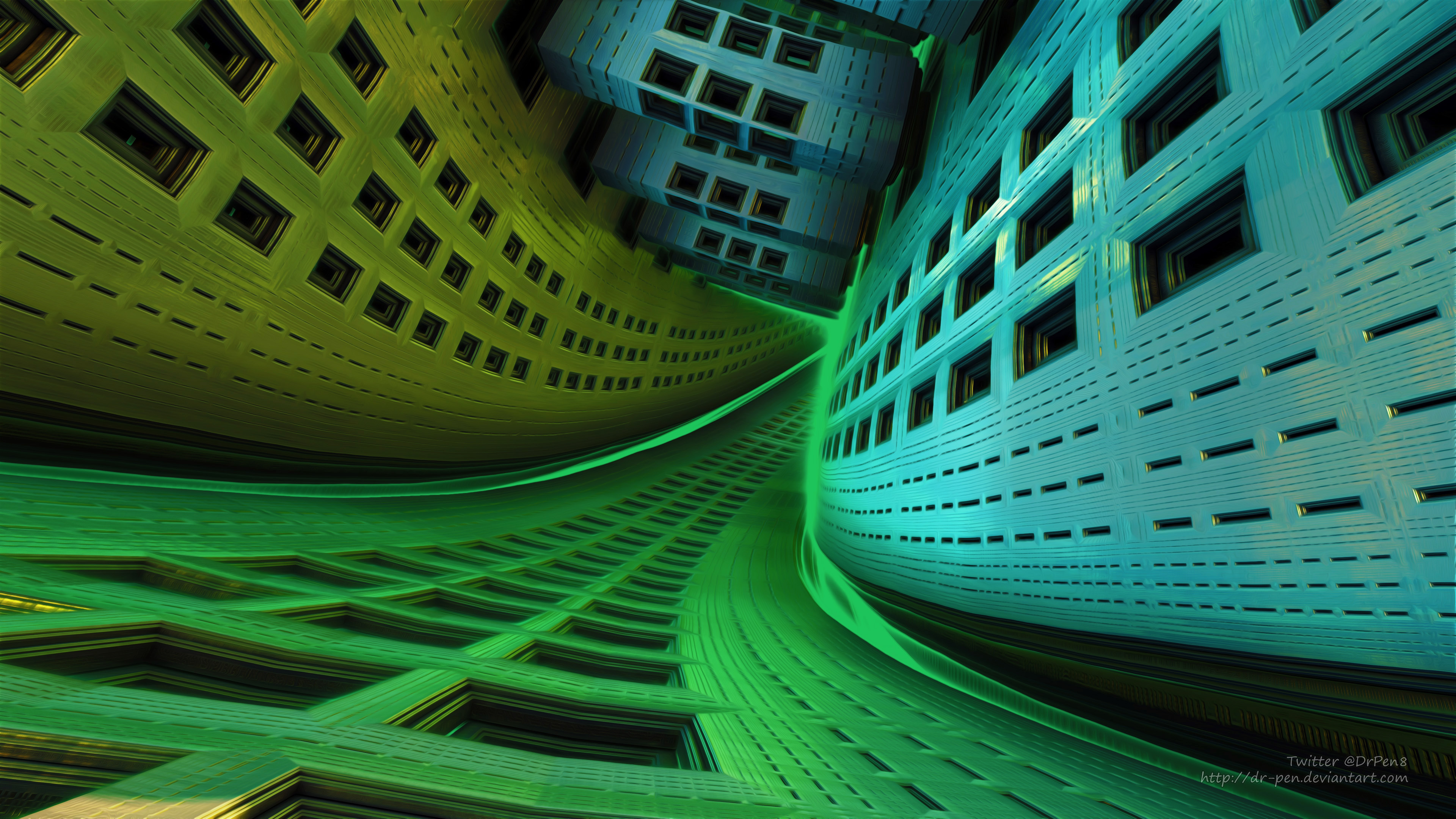 Dark Corridors 3d Fractal Art by DrPen