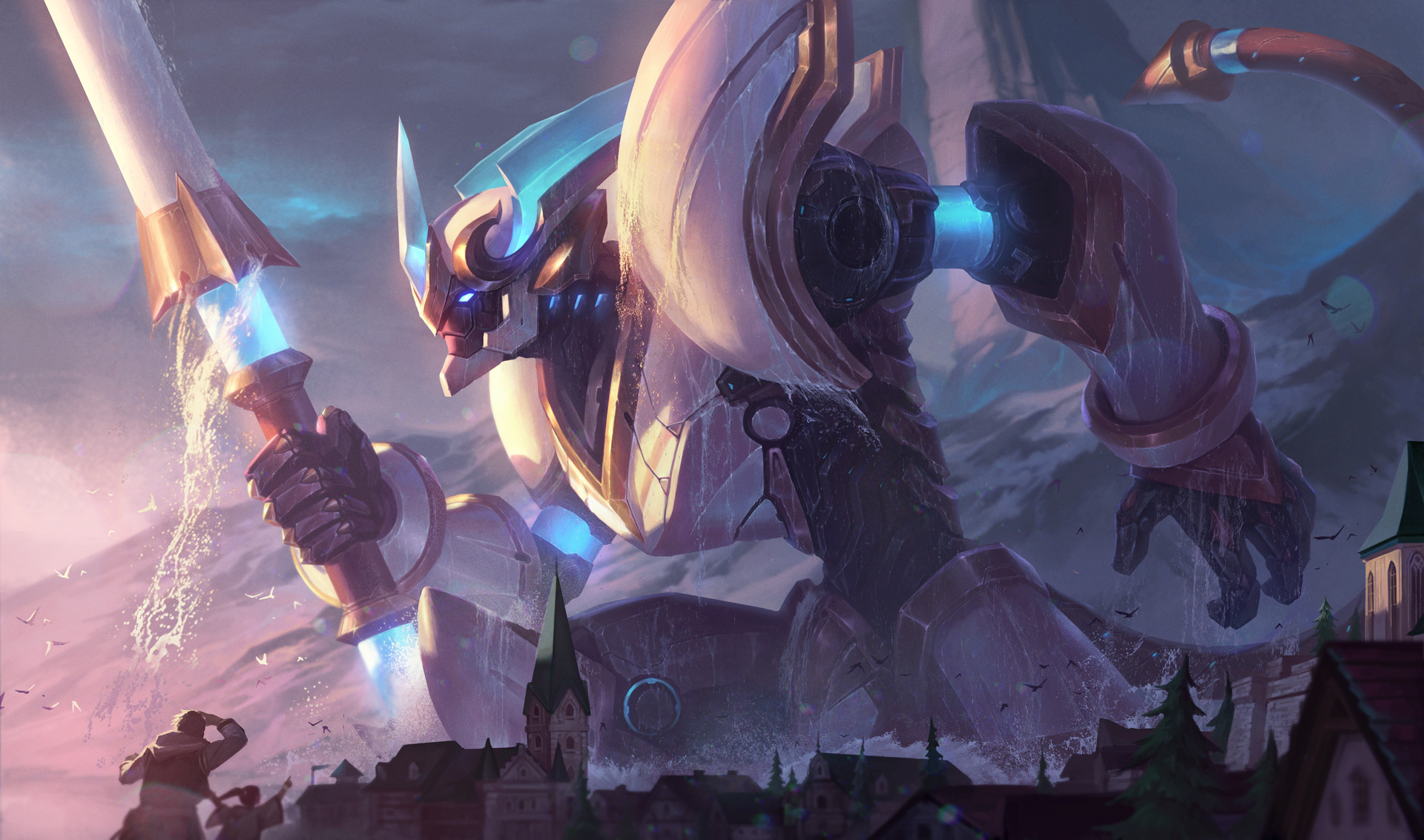 Epic Mecha Wukong in League Town HD Wallpaper by Chen Bo