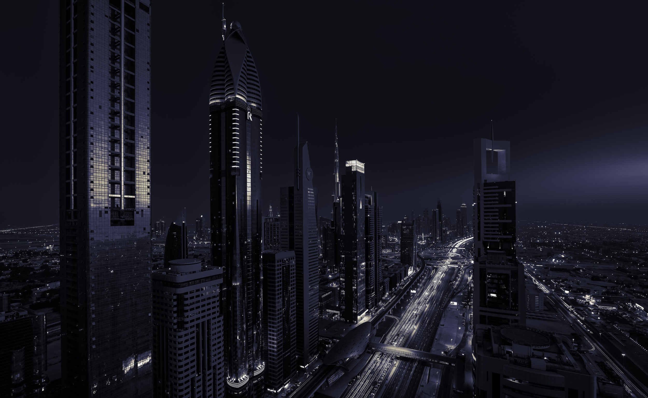 Download United Arab Emirates Skyscraper Building City Night Man Made