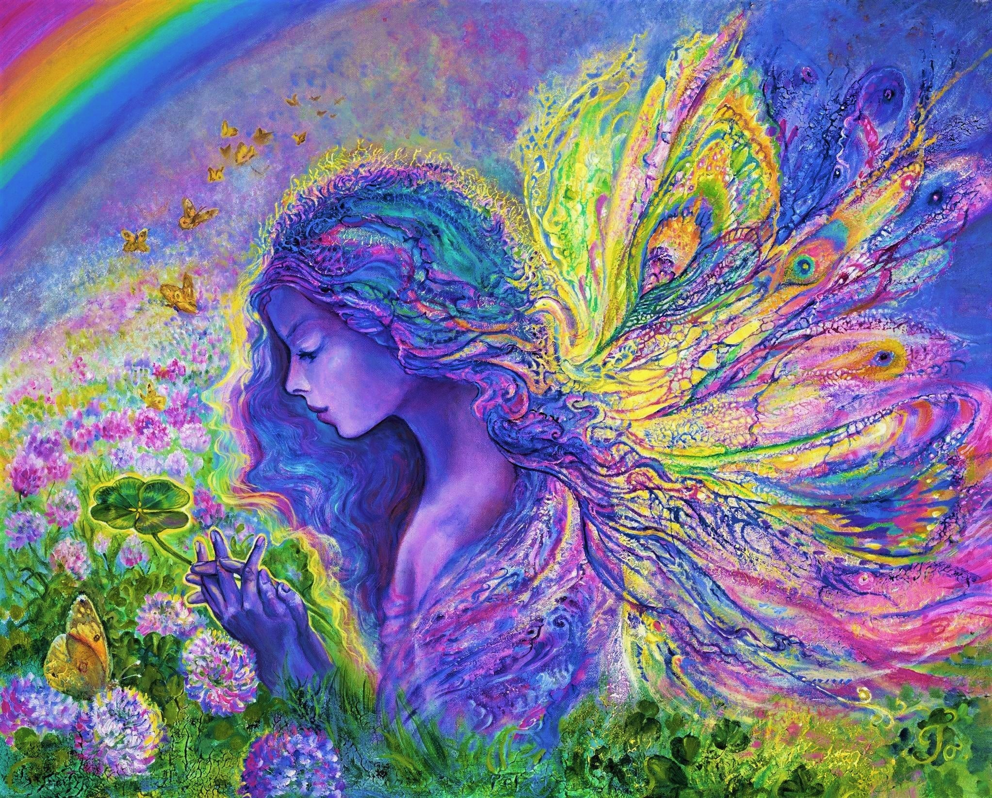Download Flower Rainbow Wings Fairy Colorful Colors Artistic Painting