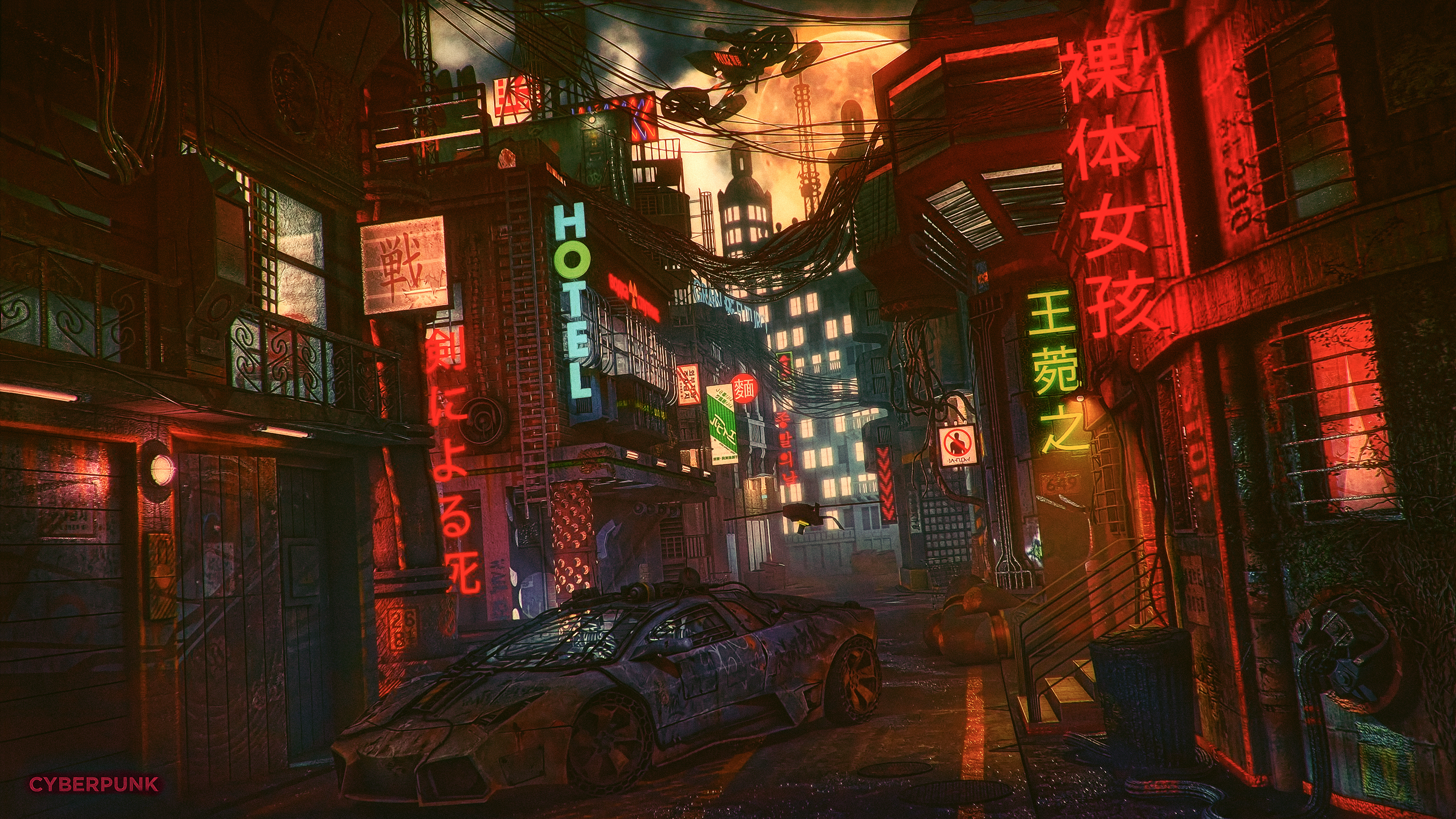 Sci Fi Cyberpunk 4k Ultra HD Wallpaper Background Image 3840x2160