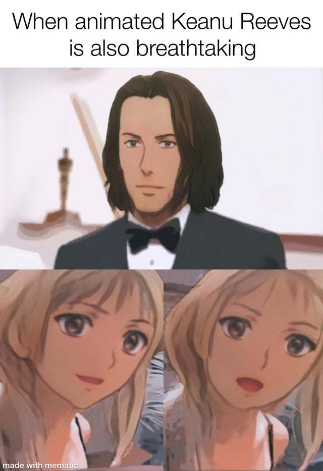 When animated Keanu Reeves is also breathtaking Meme by MemeLust