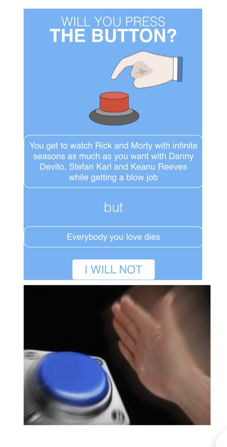 Will You Press The Button Meme alpinemoms