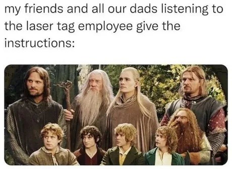 ﻿my friends and all our dads listening to the laser tag employee give the instructions: