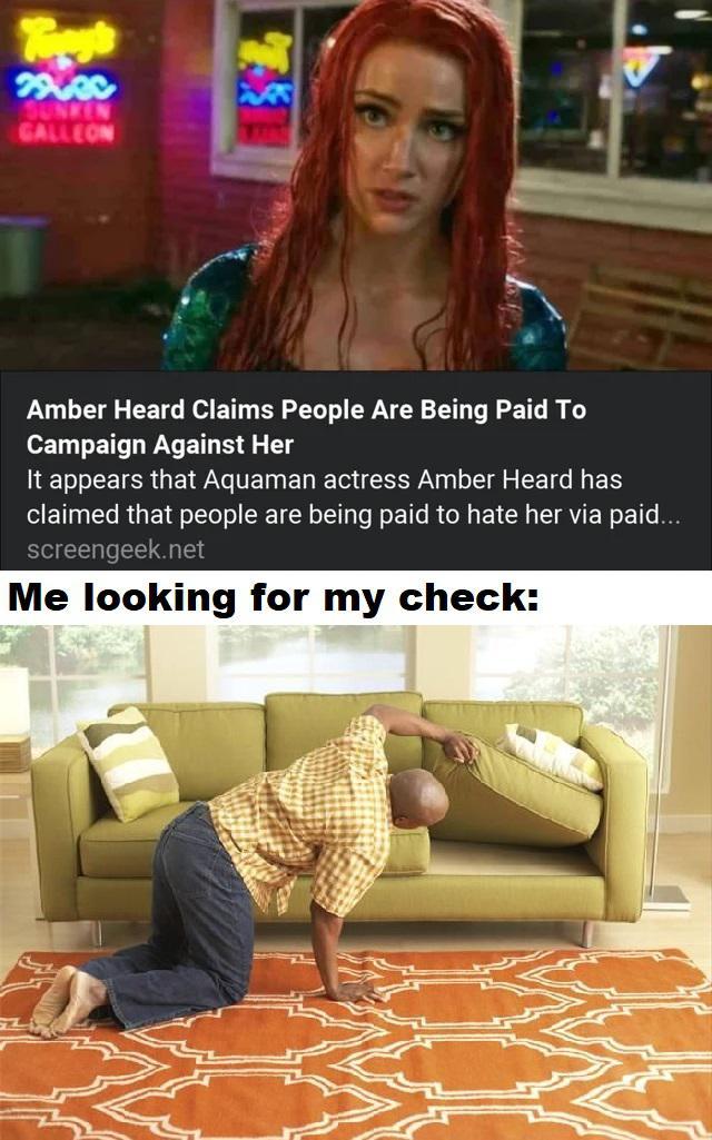 Amber heard claims people are being paid to campaign against her Meme