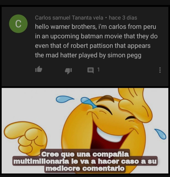 Contexto un peruano pendejo pidiendo a Warner que pusieran a un actor