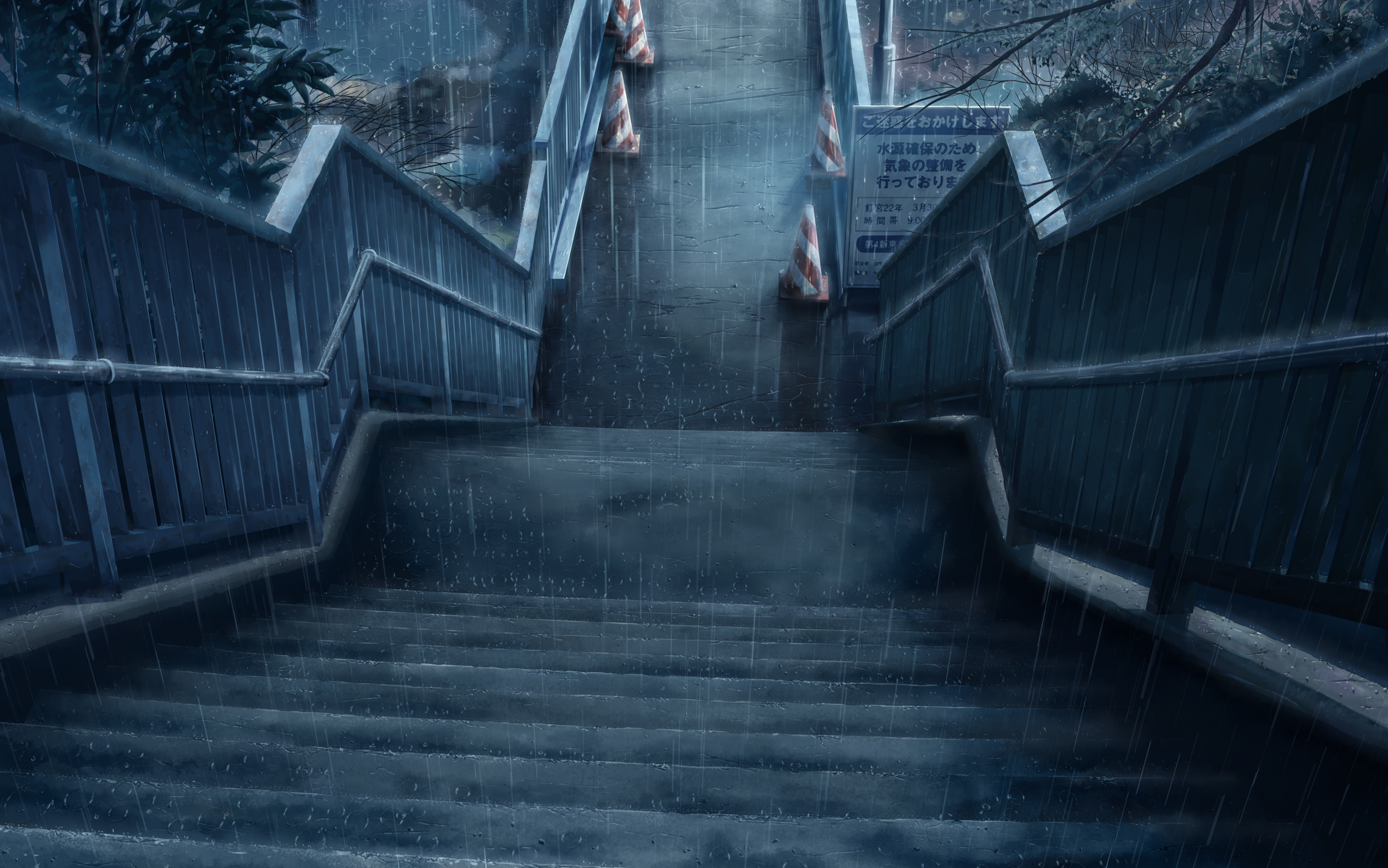 HD Wallpaper Rainy Stairs in a ManMade Landscape