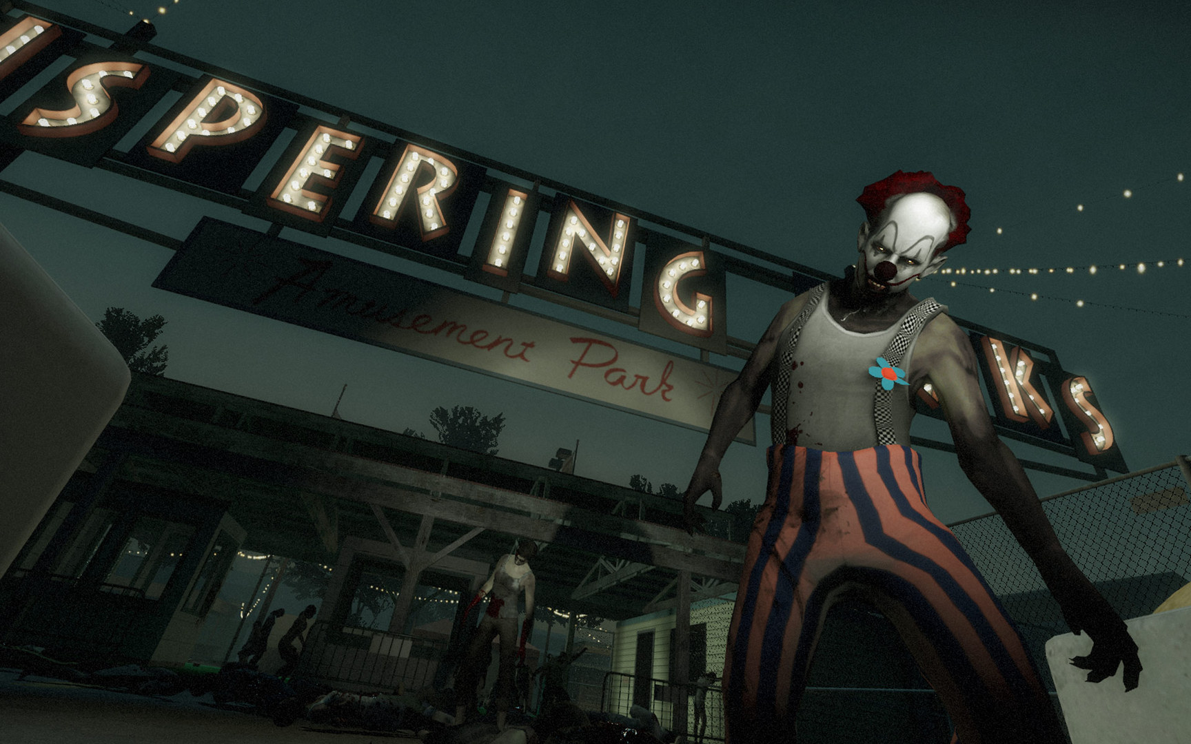 Download Red White Blue Carneval Night Clown Zombie Video Game Left 4