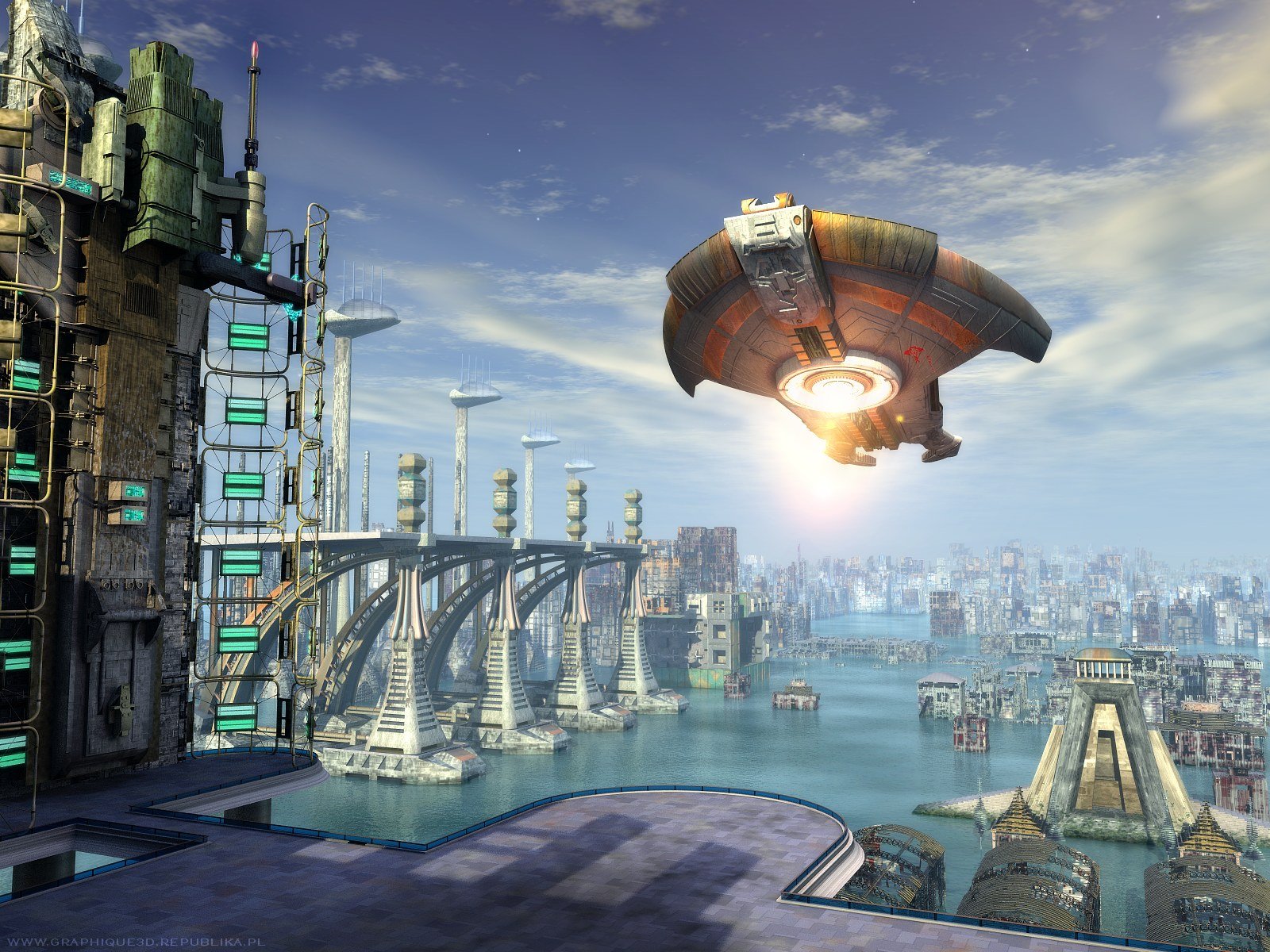 Download Spaceship Sci Fi City Sci Fi City Wallpaper
