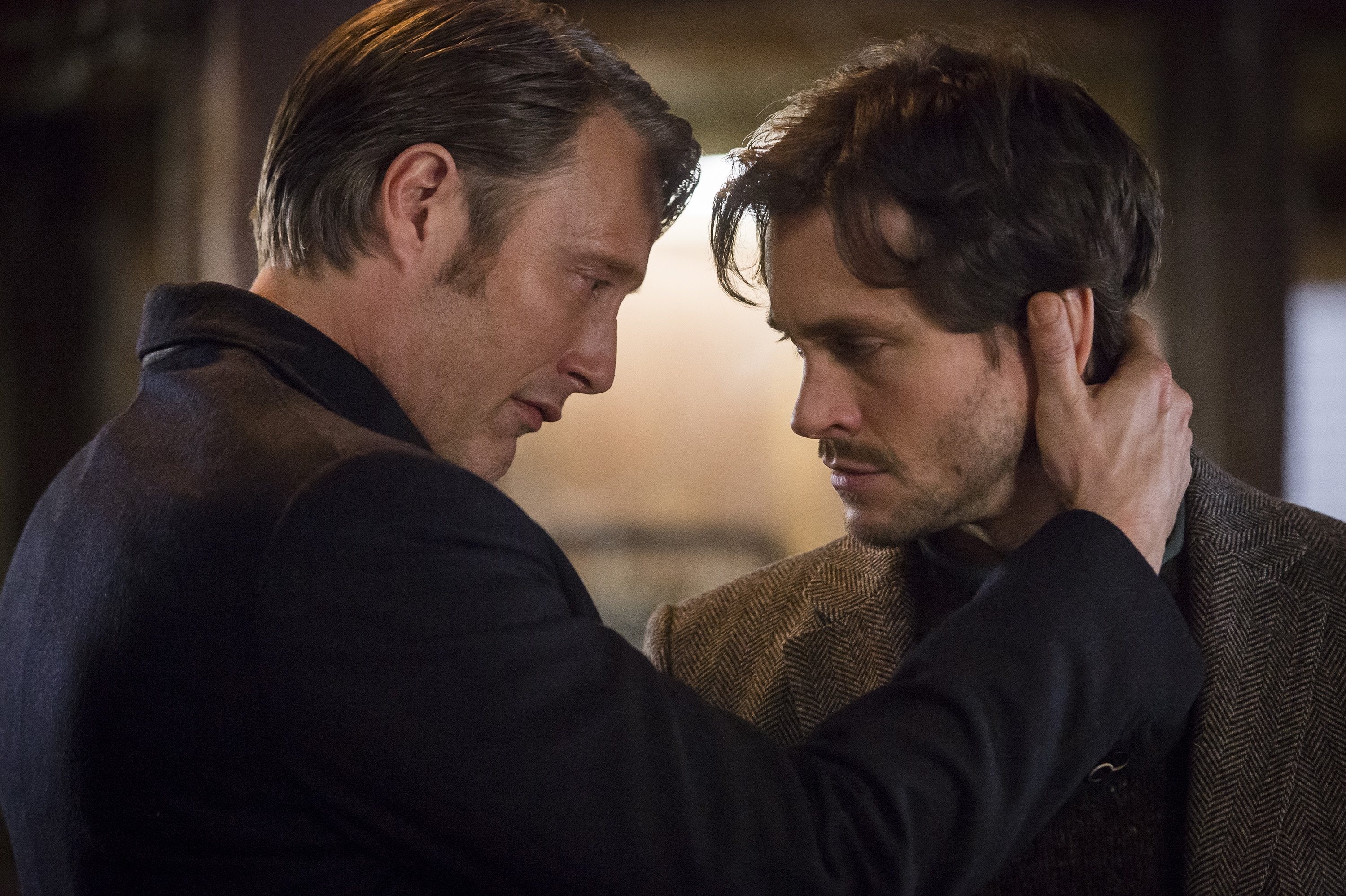 Hannibal HD Wallpaper: Hugh Dancy & Mads Mikkelsen TV Drama Scene