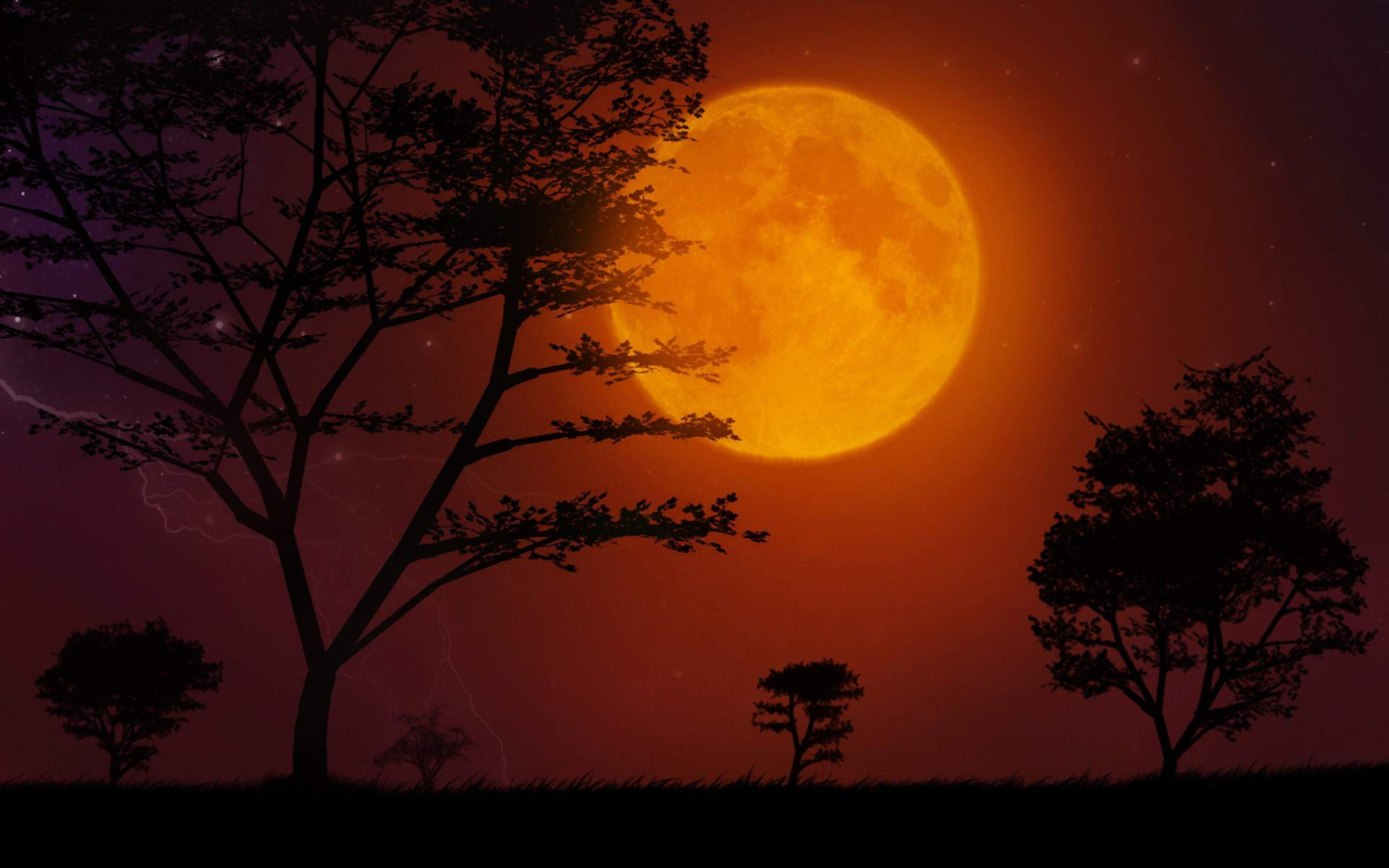 Download Gold Silhouette Tree Artistic Moon HD Wallpaper