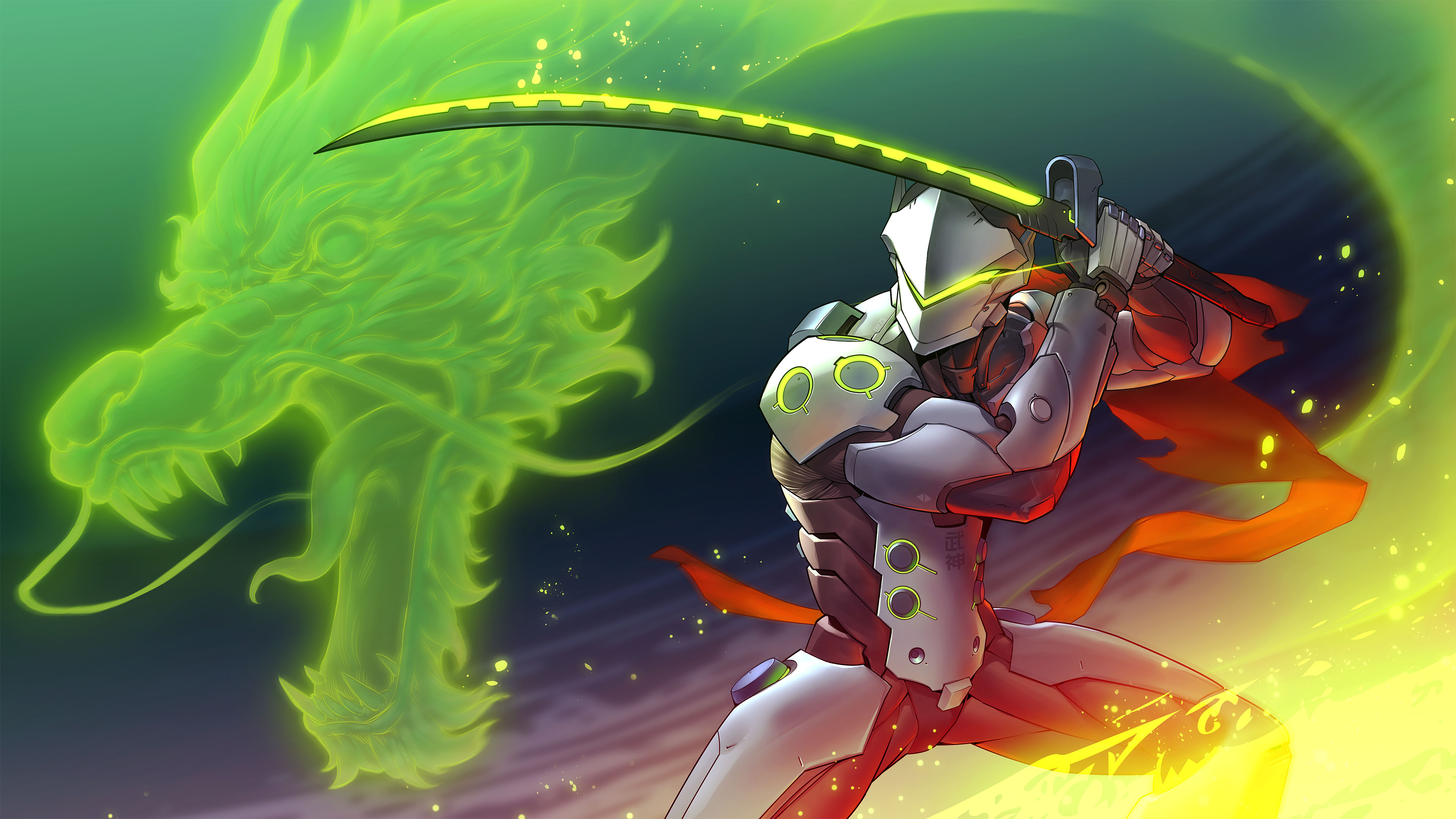 Genji Overwatch 4K Ultra HD Wallpaper by Patipat Asavasena