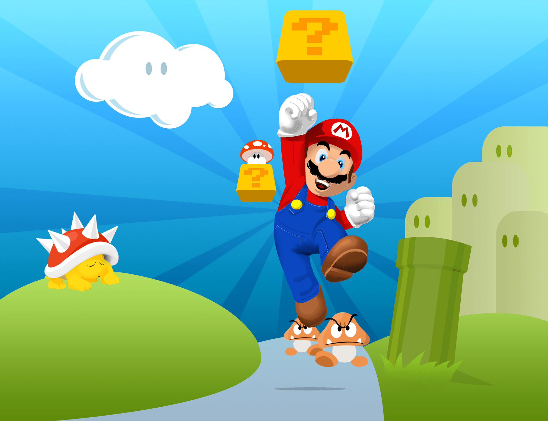 Super Mario Adventure HD Wallpaper Mushroom Kingdom Background
