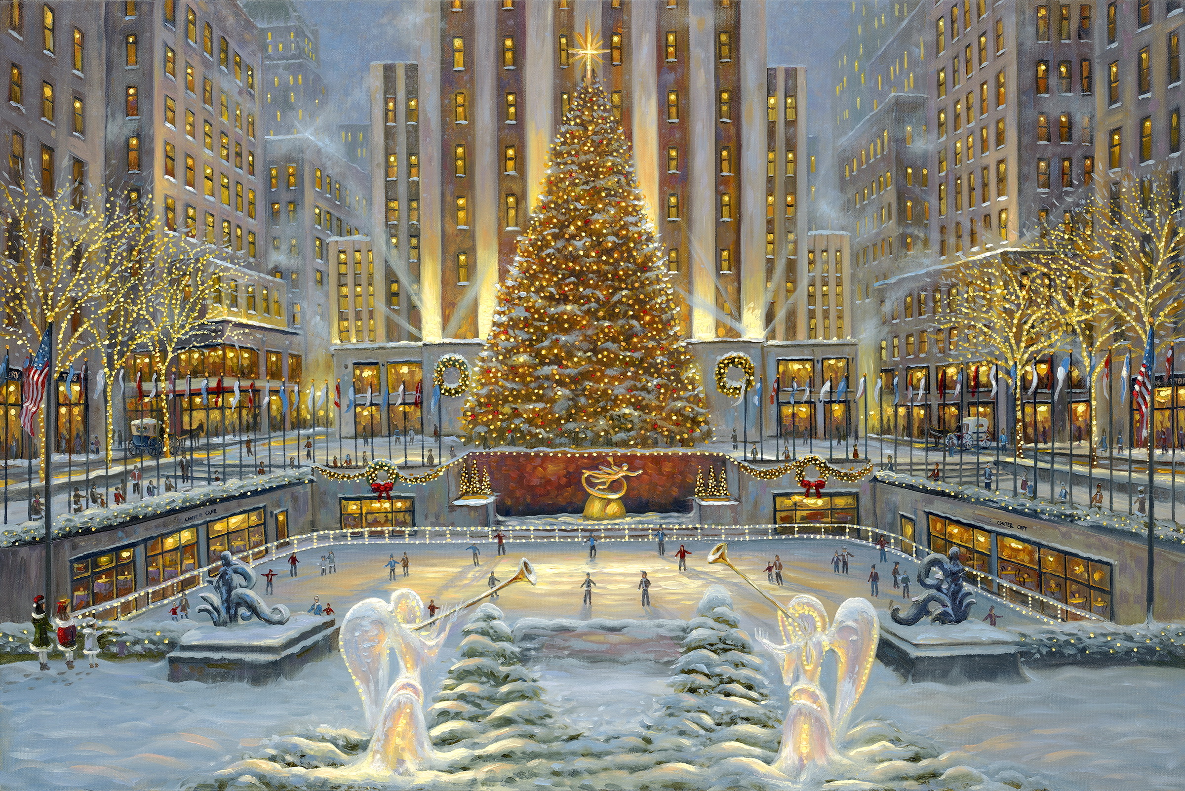 Rockefeller Center at Christmastime. HD Wallpaper Background Image