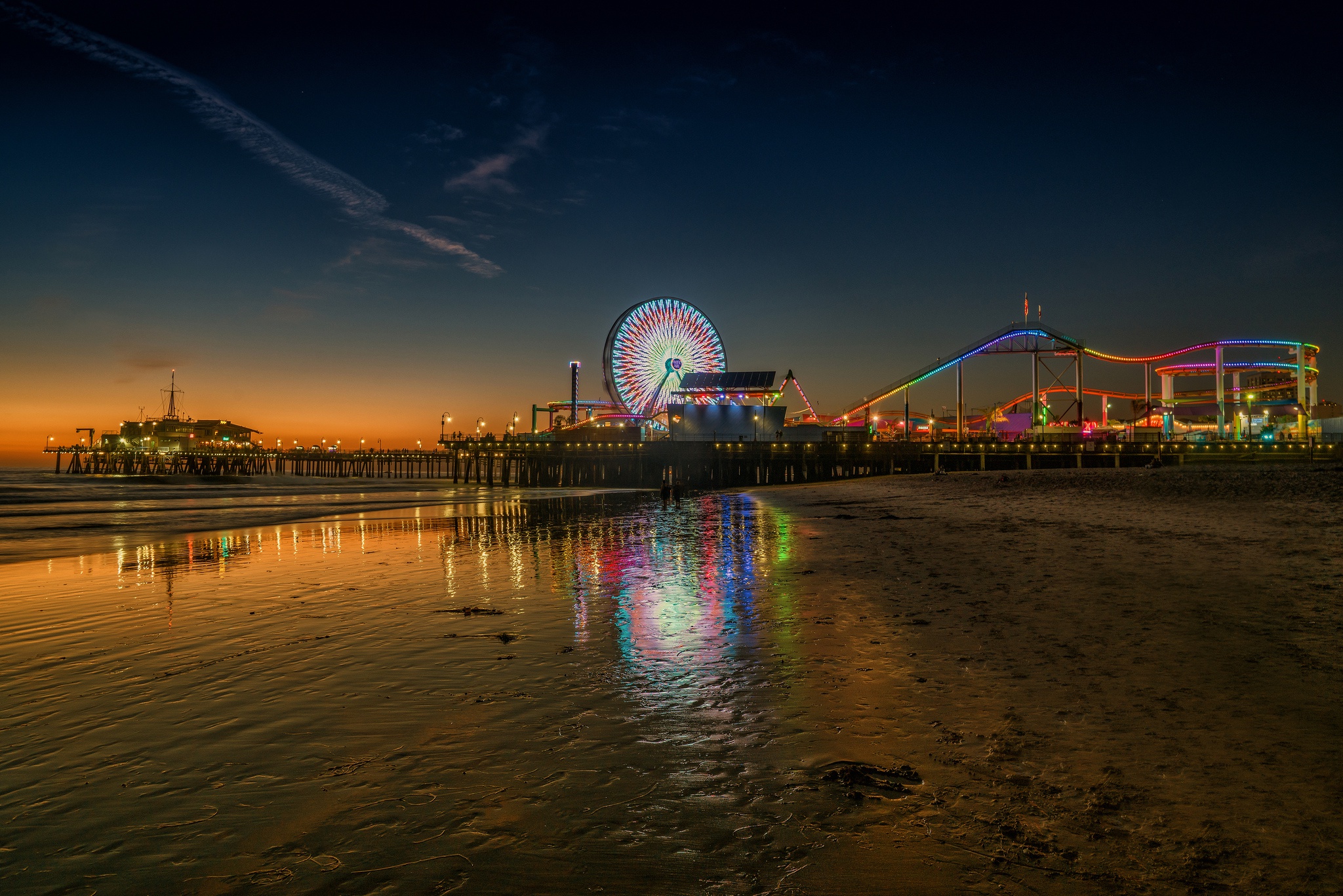 Download Los Angeles Santa Monica Pier Night Sand Ferris Wheel Pier