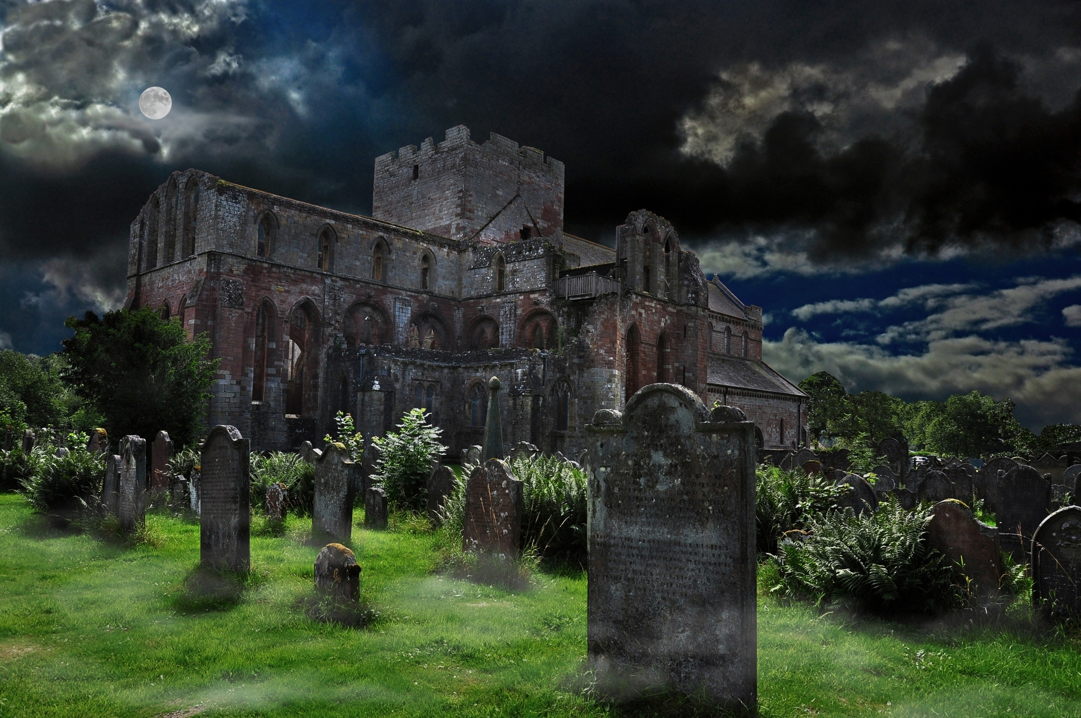 Download Tombstone Castle Dark Cemetery HD Wallpaper