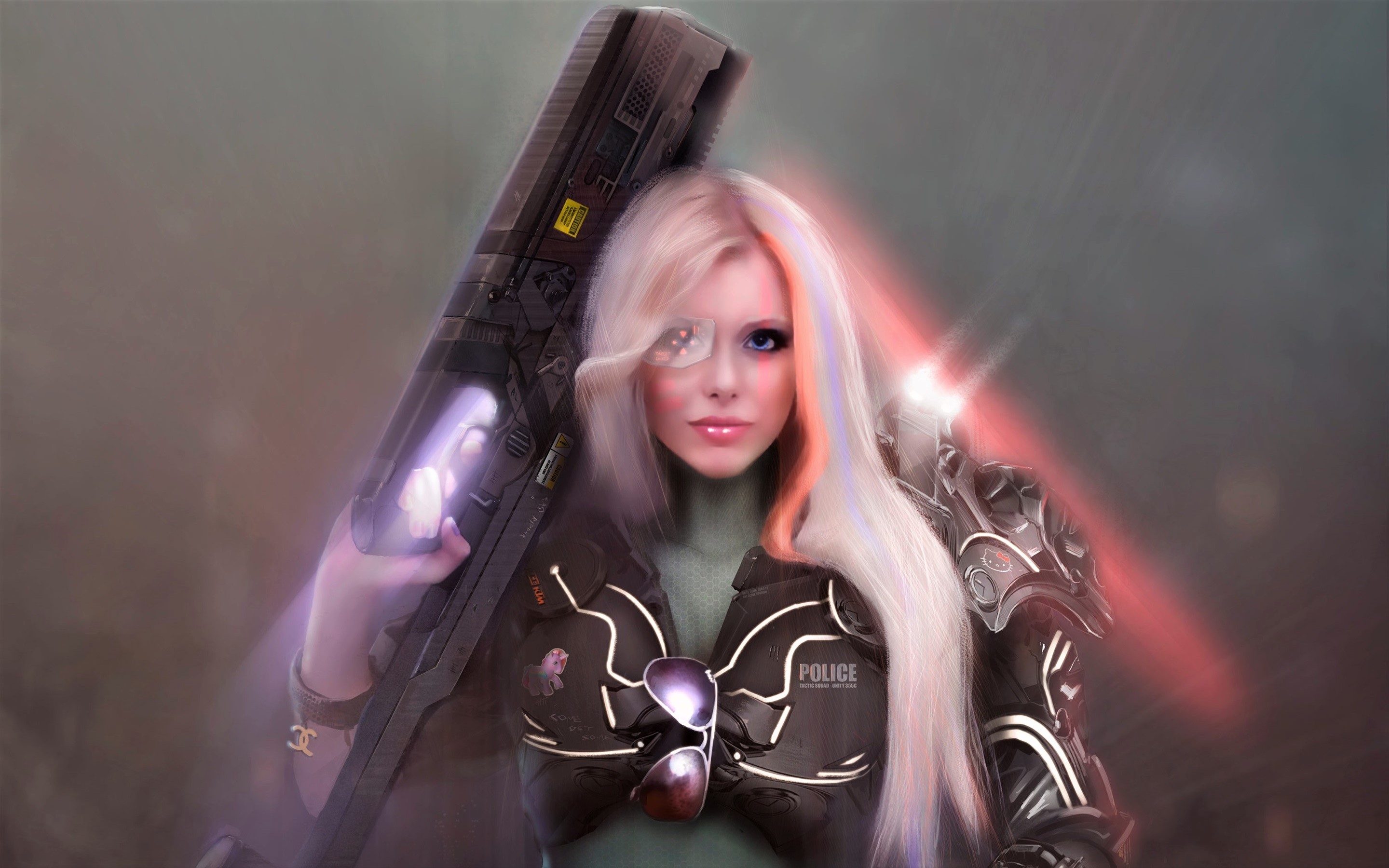 Download Police Futuristic Blonde Fantasy Sci Fi Women Warrior HD Wallpaper