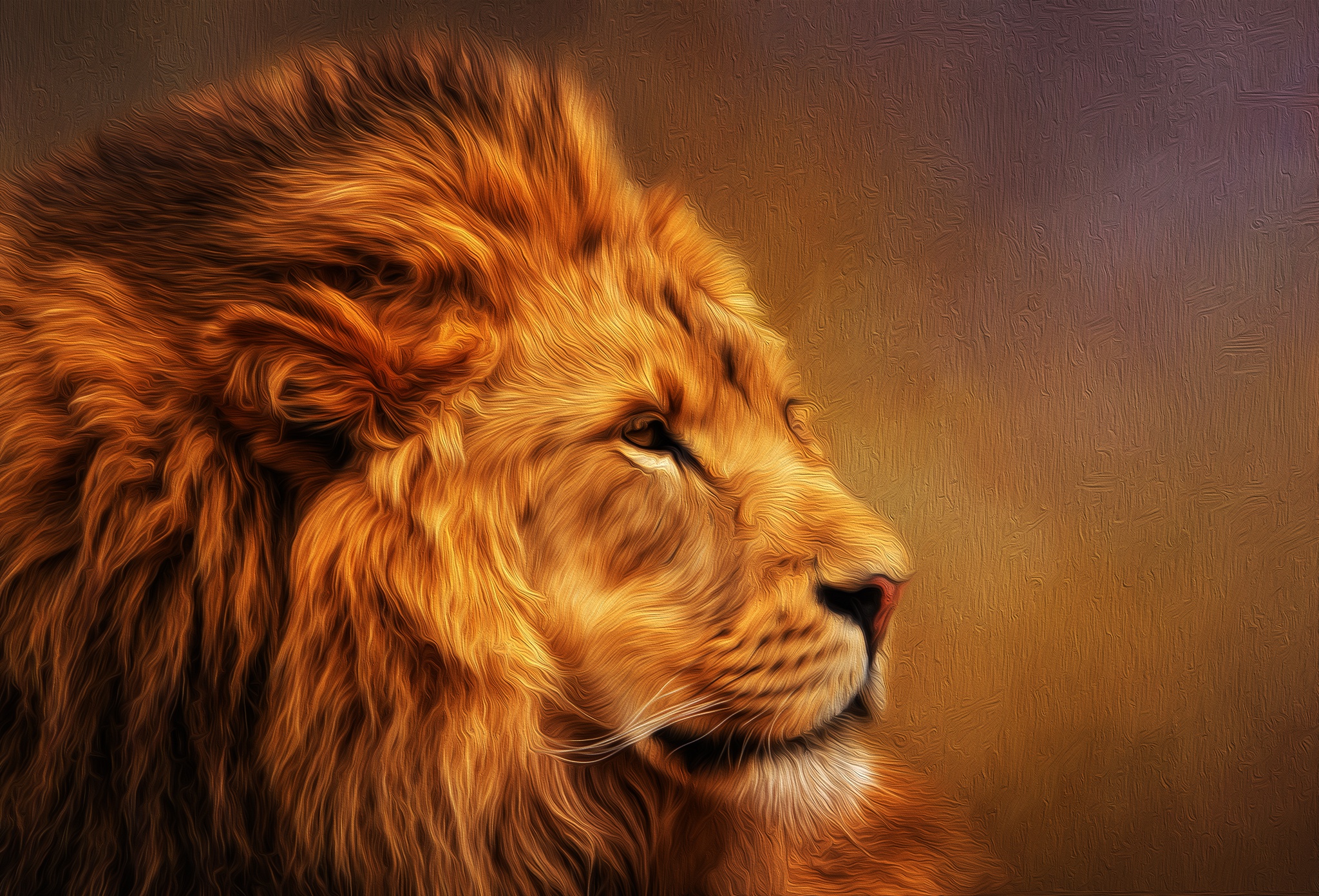Download Oil Painting Animal Lion HD Wallpaper