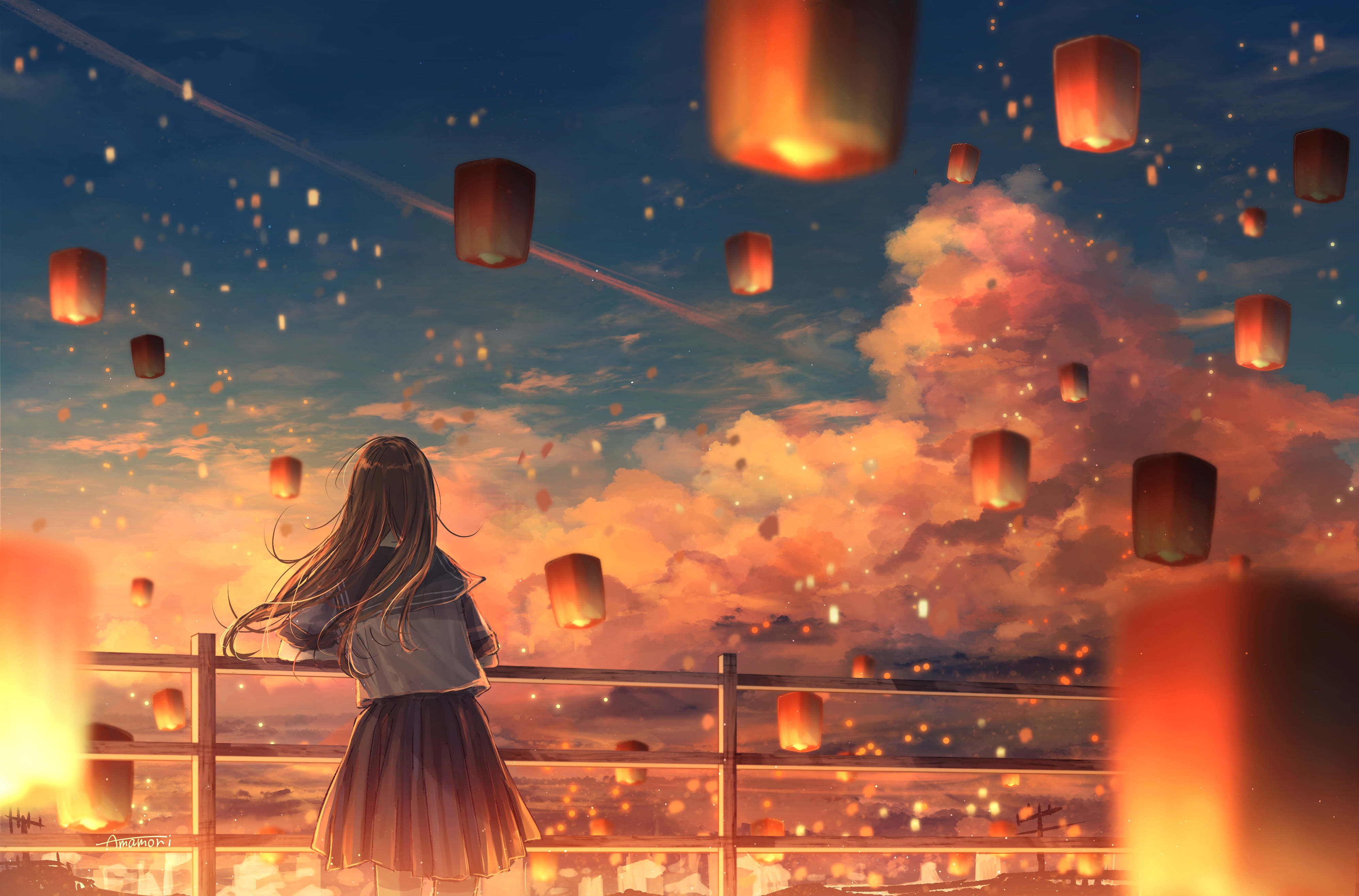 Download Lantern Anime Original 4k Ultra HD Wallpaper by 雨森ほわ