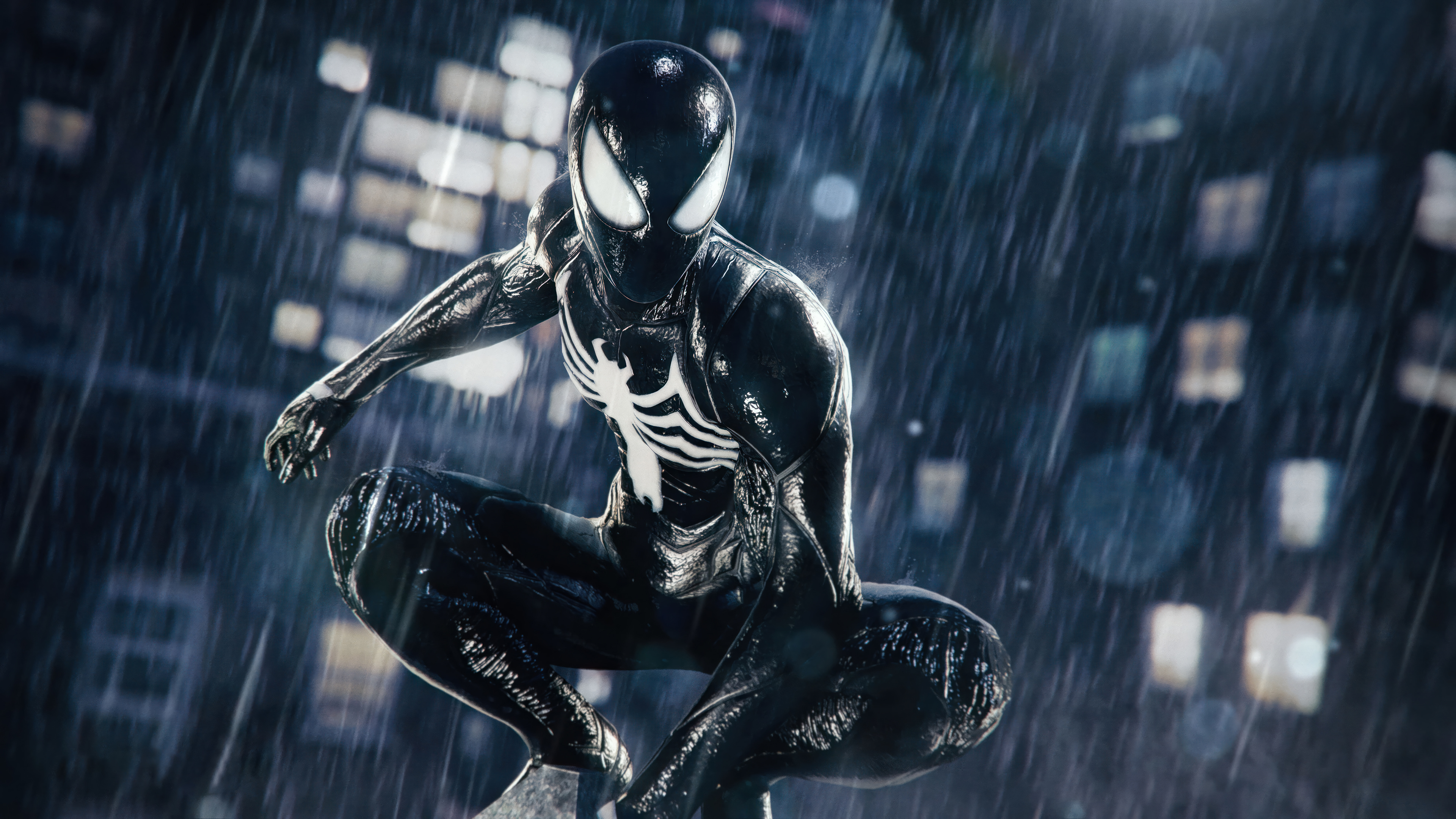 Marvel's SpiderMan 2 HD Wallpaper Black Suit SpiderMan Desktop Background
