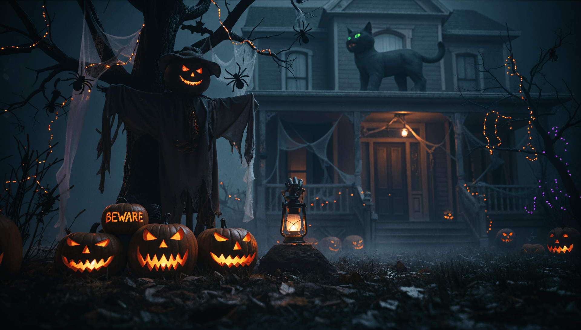 Haunted Porch 4k Ultra Hd Halloween Decorations Wallpaper By