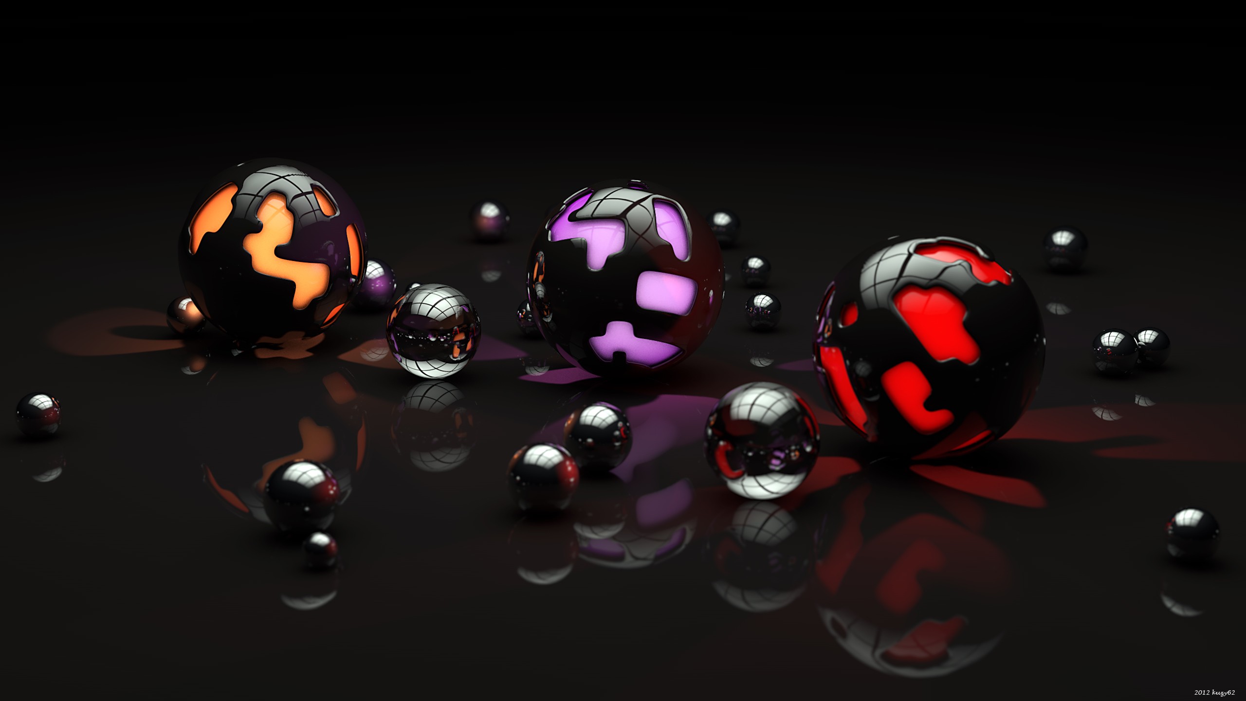 Artistic Black Spheres Stunning 3D HD Wallpaper