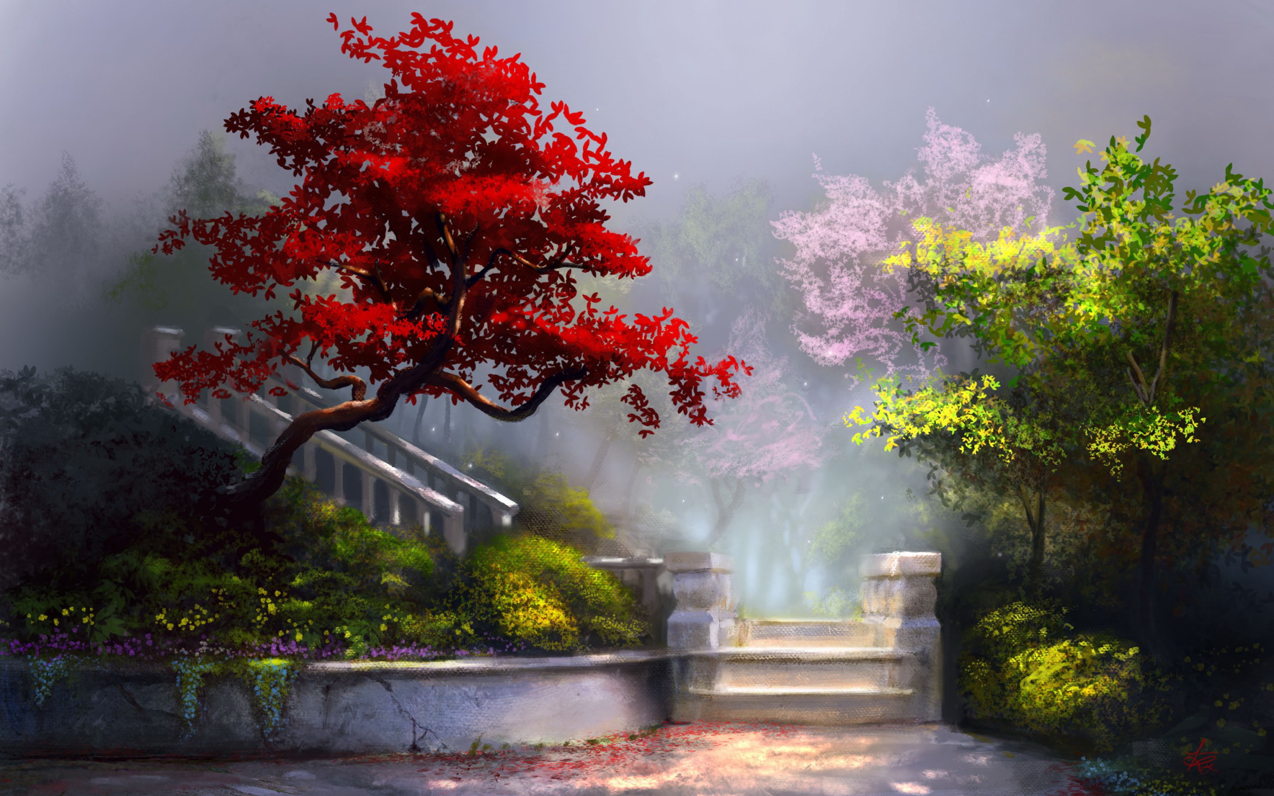 Serene Garden An Artistic HD Wallpaper