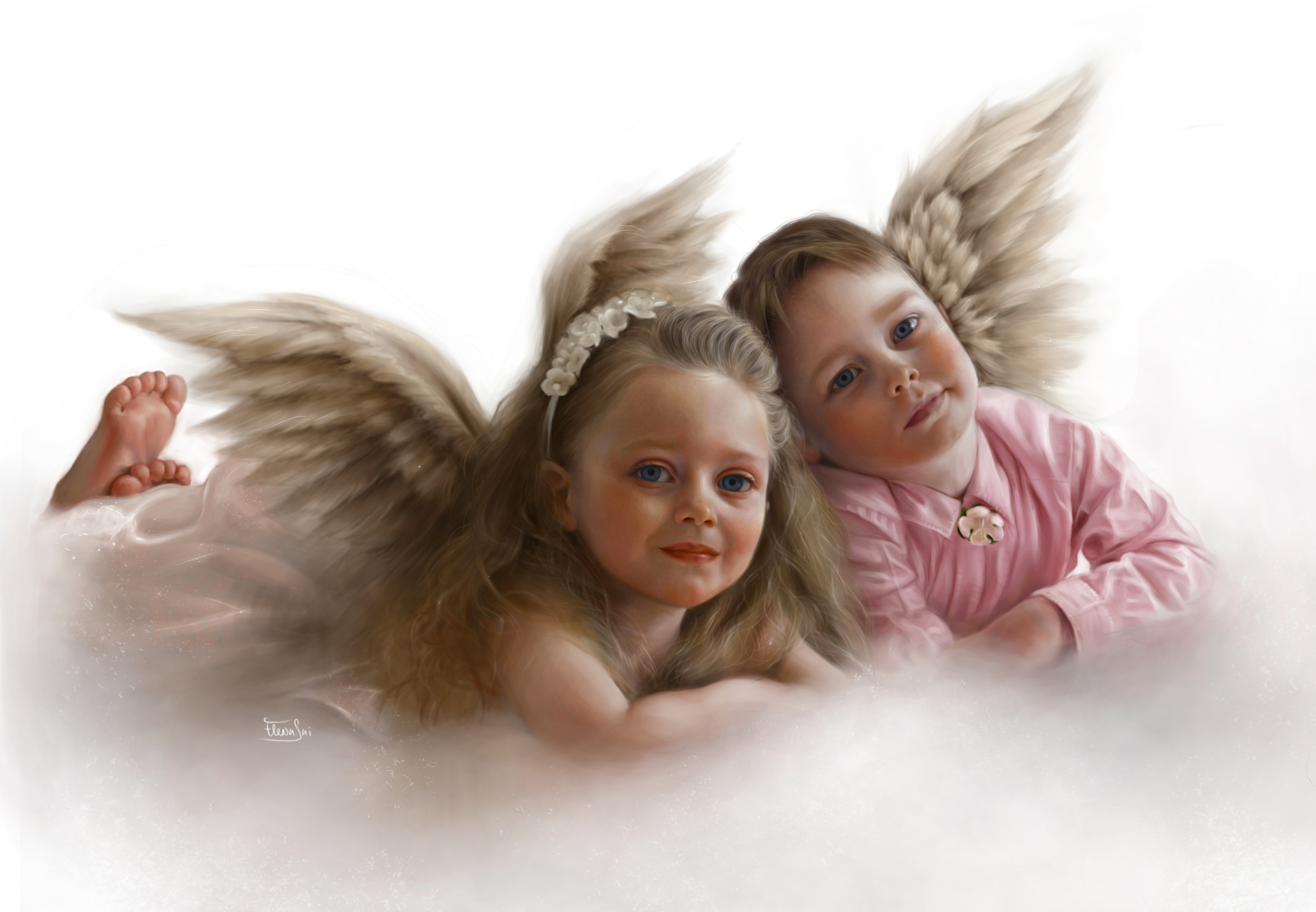 Download Blue Eyes Child Fantasy Angel 4k Ultra HD Wallpaper by Elena Sai