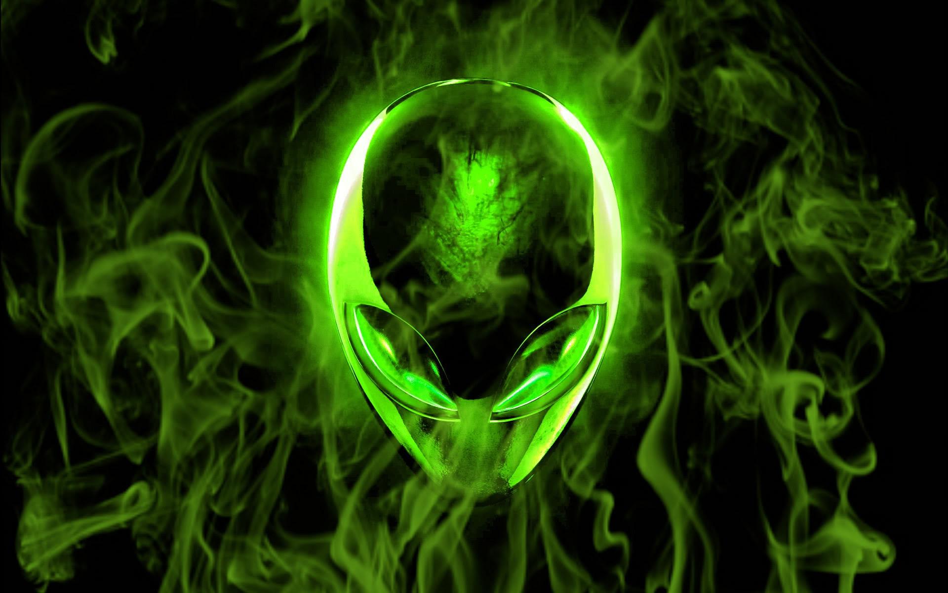 Download Green Neon Smoke Alien Technology Alienware HD Wallpaper
