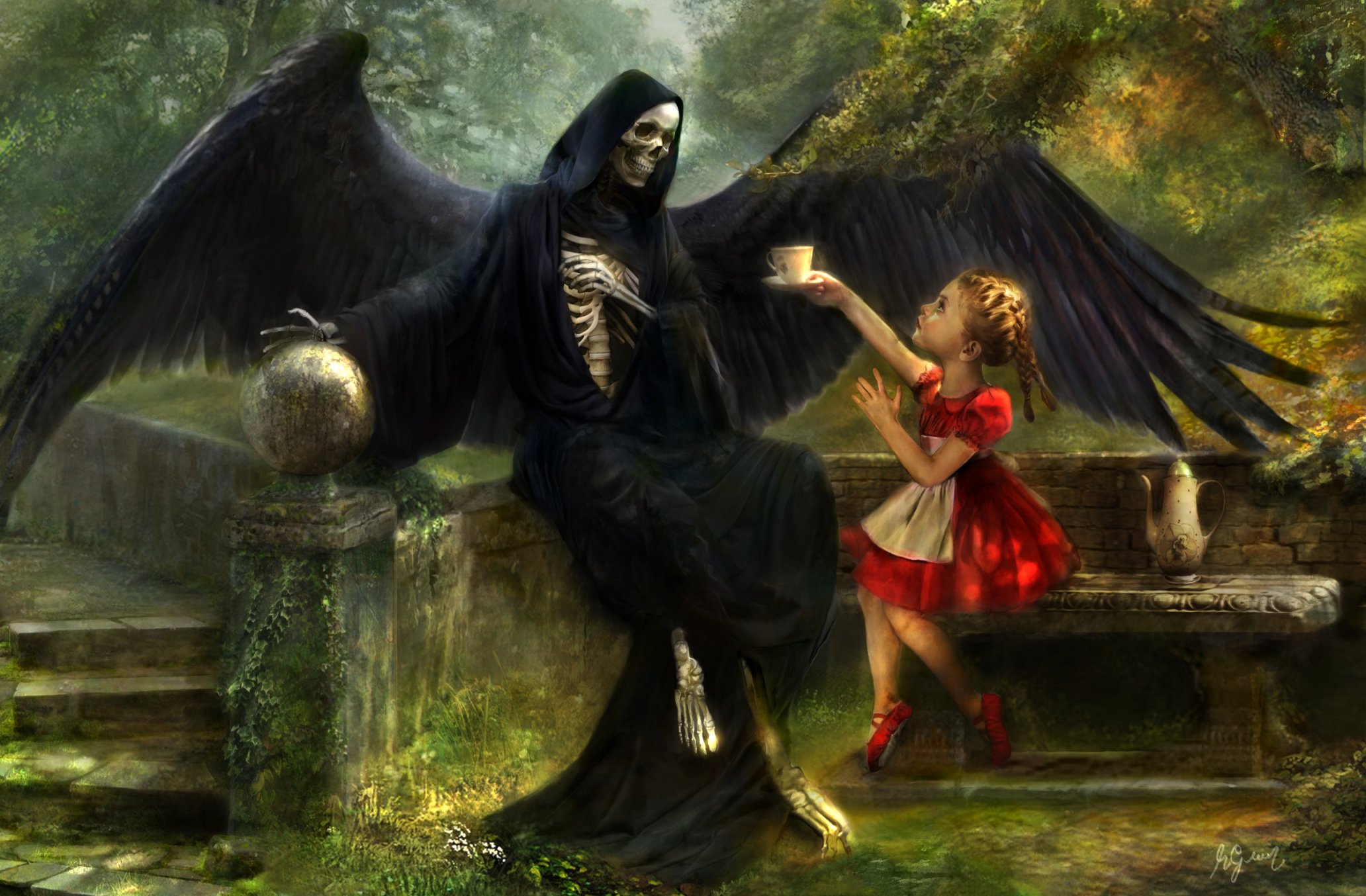 Death and the Little Girl Fondo de pantalla HD Fondo de Escritorio