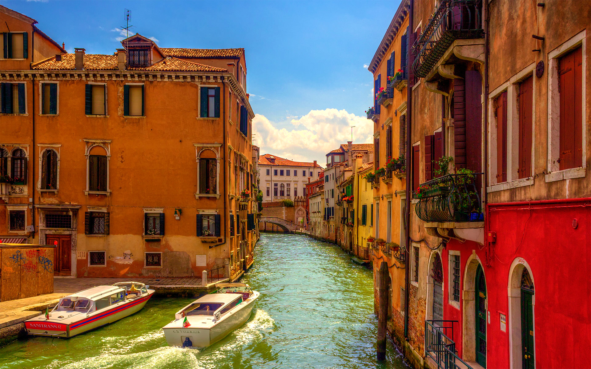 Download Boat Canal Colorful Colors House Italy Man Made Venice HD