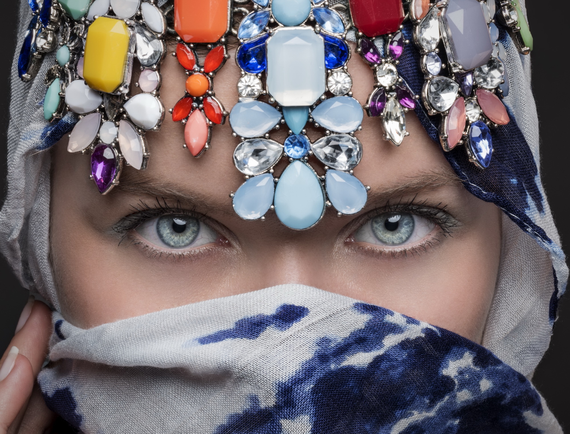 Download Jewelry Blue Eyes Veil Woman Eye HD Wallpaper