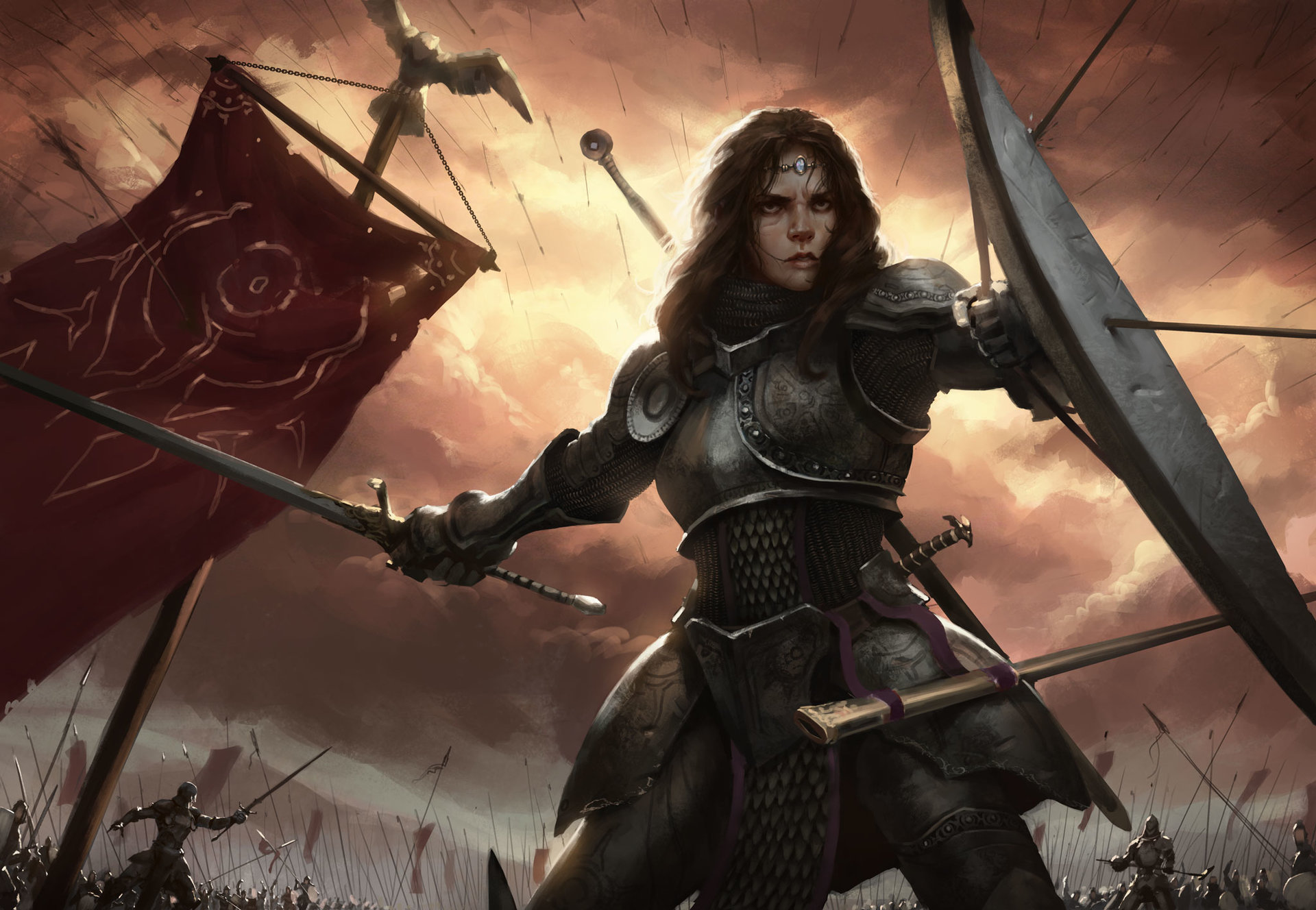 Fantasy Warrior Woman HD Wallpaper of Battle Ready Valor by Manuel
