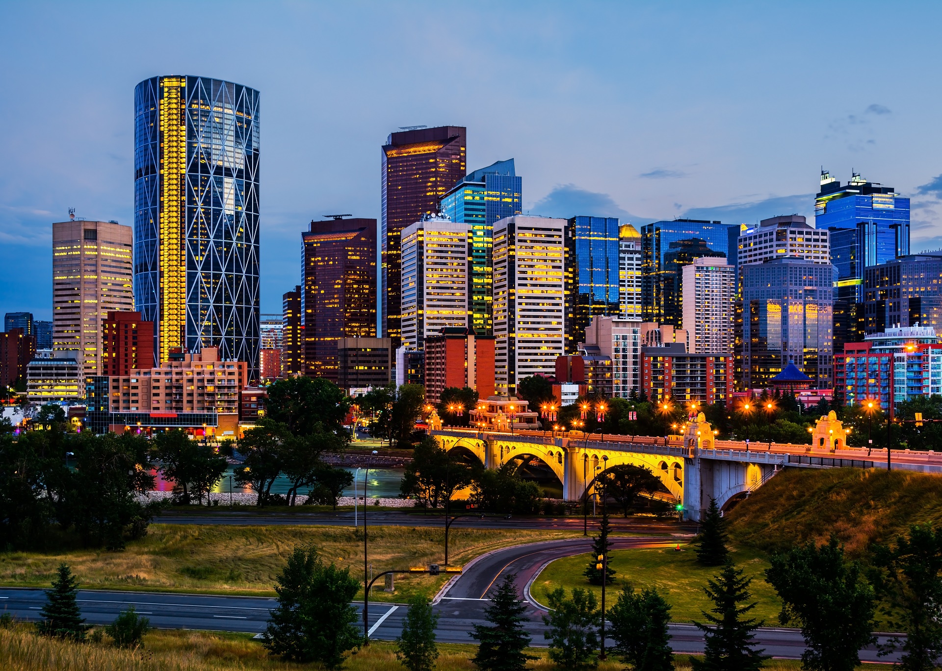 Download Canada Alberta Bridge Light Building Road Man Made Calgary HD